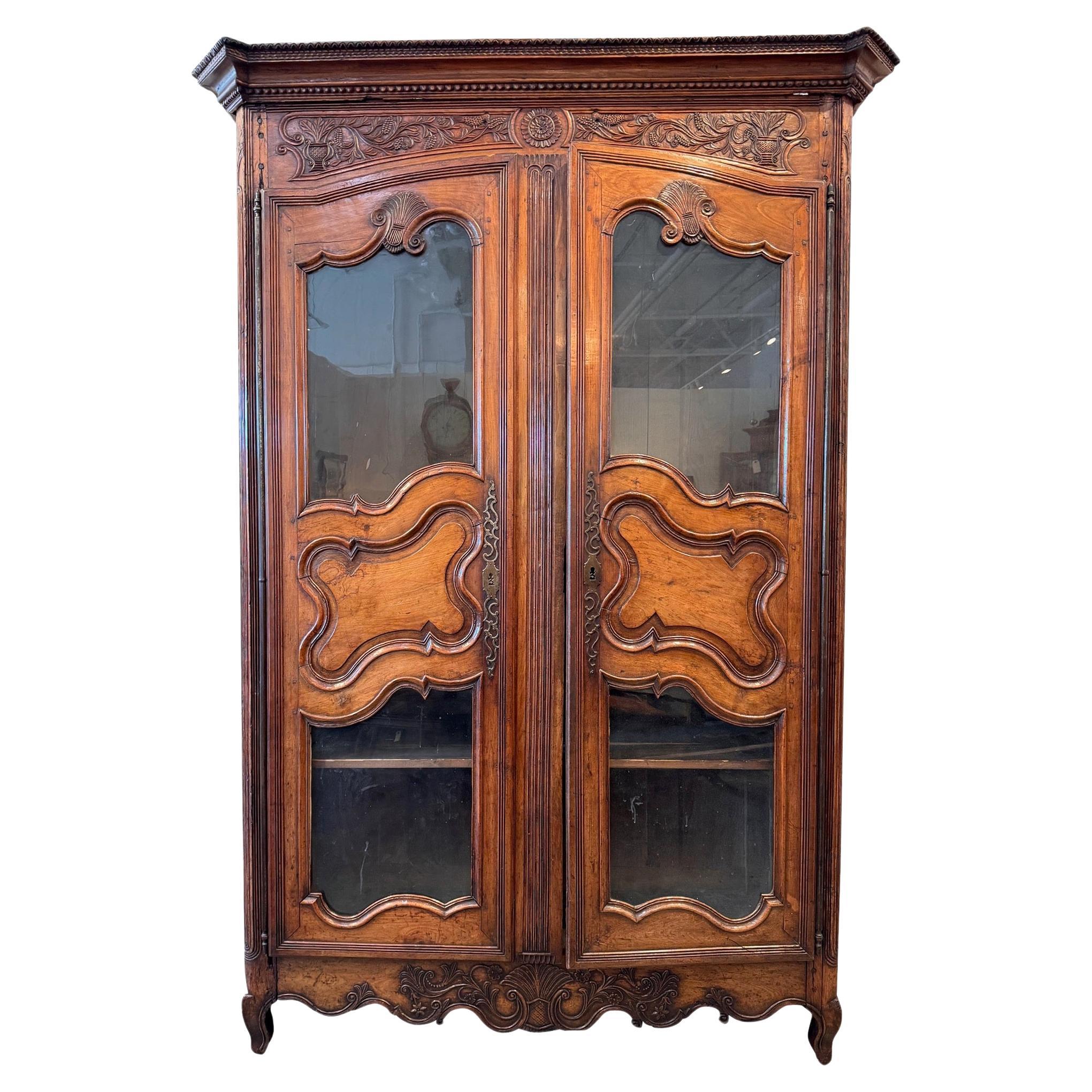 Walnut 18th Century French Armoire For Sale