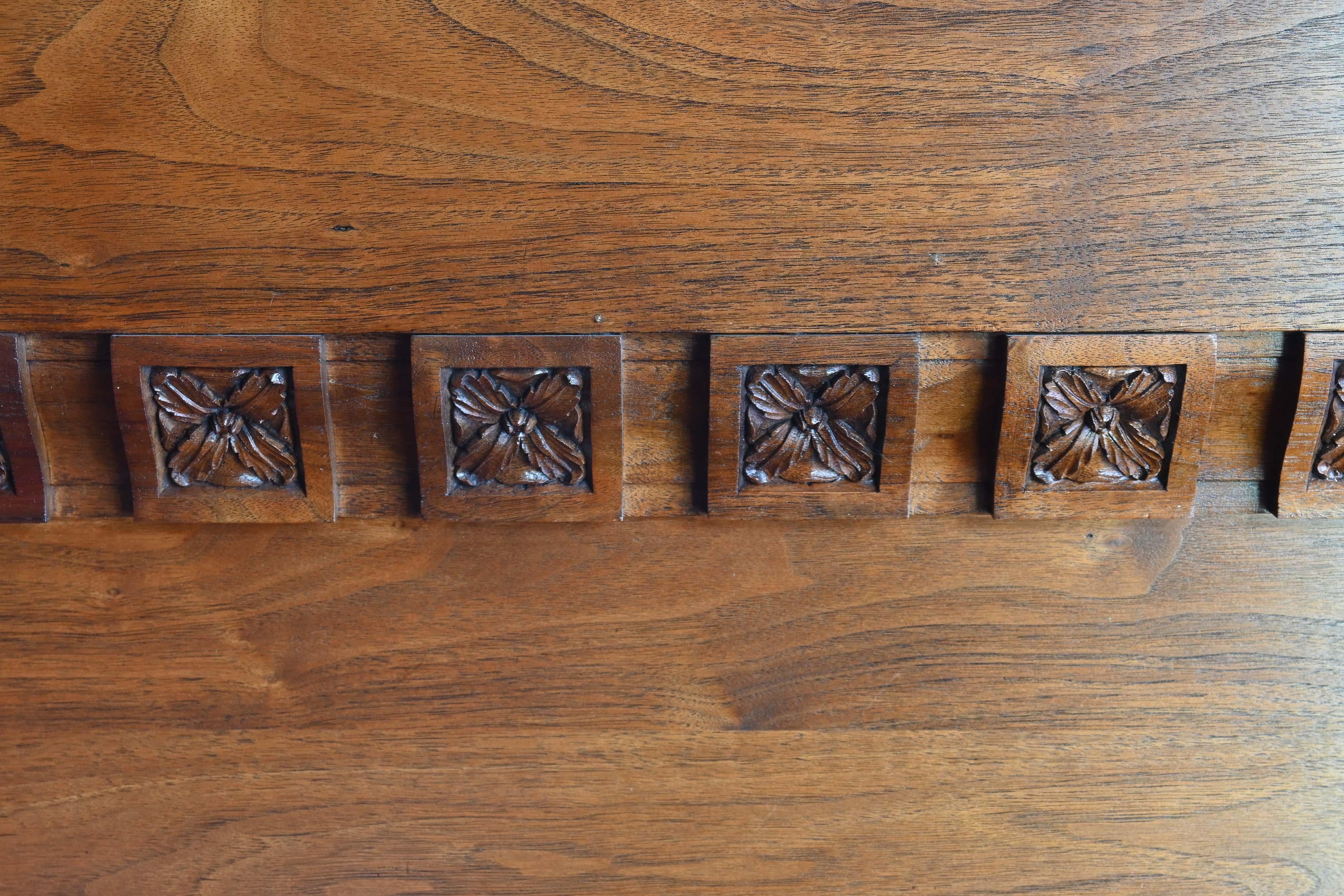 American Walnut 1929 Stair Case with 2 Landings & Carved Railing & Newel For Sale