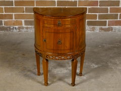 Walnut 19th Century Italian Demi-Lune Table with Banding and Fluted Legs