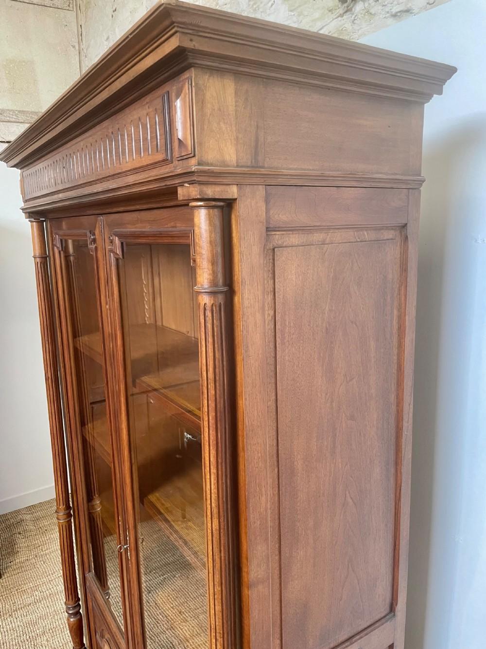 Walnut 2 door French bookcase /display cabinet  For Sale 1