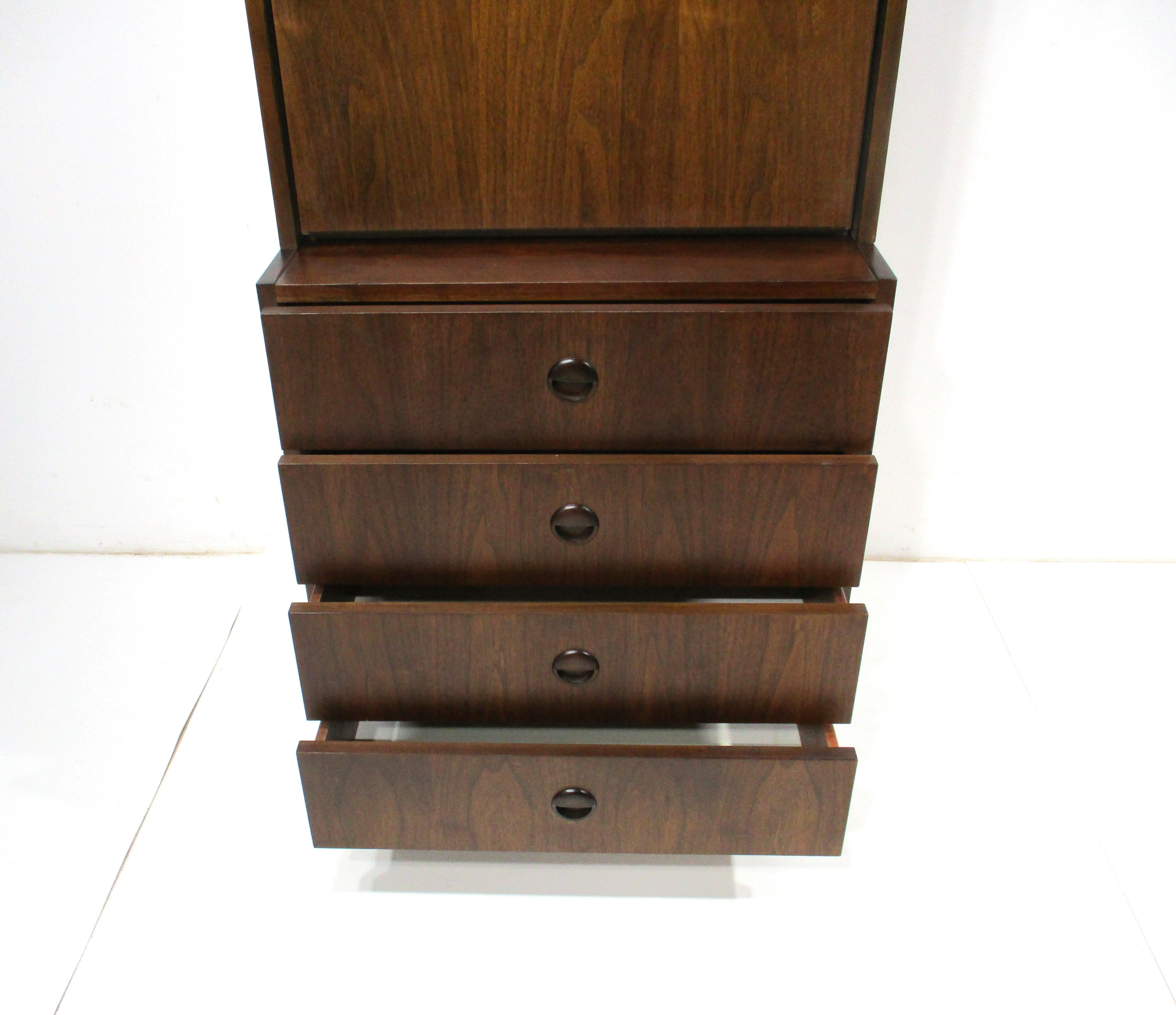 Walnut 2 pc. Pull Down Desk w/ Bookcase Chest made in Belgium  For Sale 3