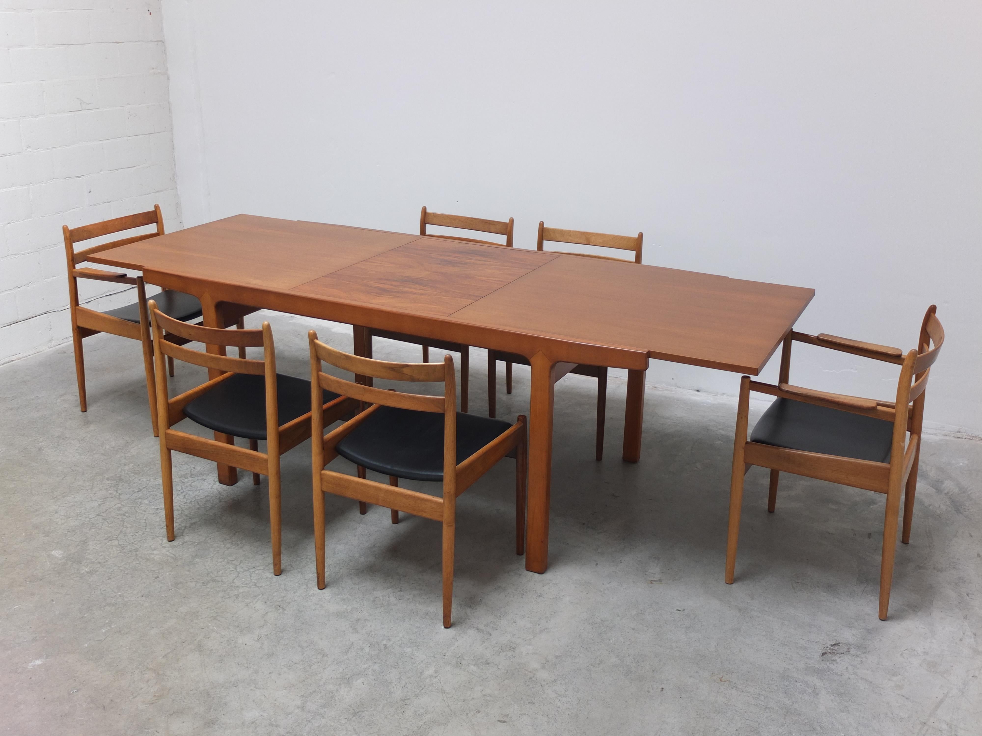 Mid-Century Modern Walnut 'Abstracta' Dining Set by Jos De Mey for Van Den Berghe-Pauvers, 1960s