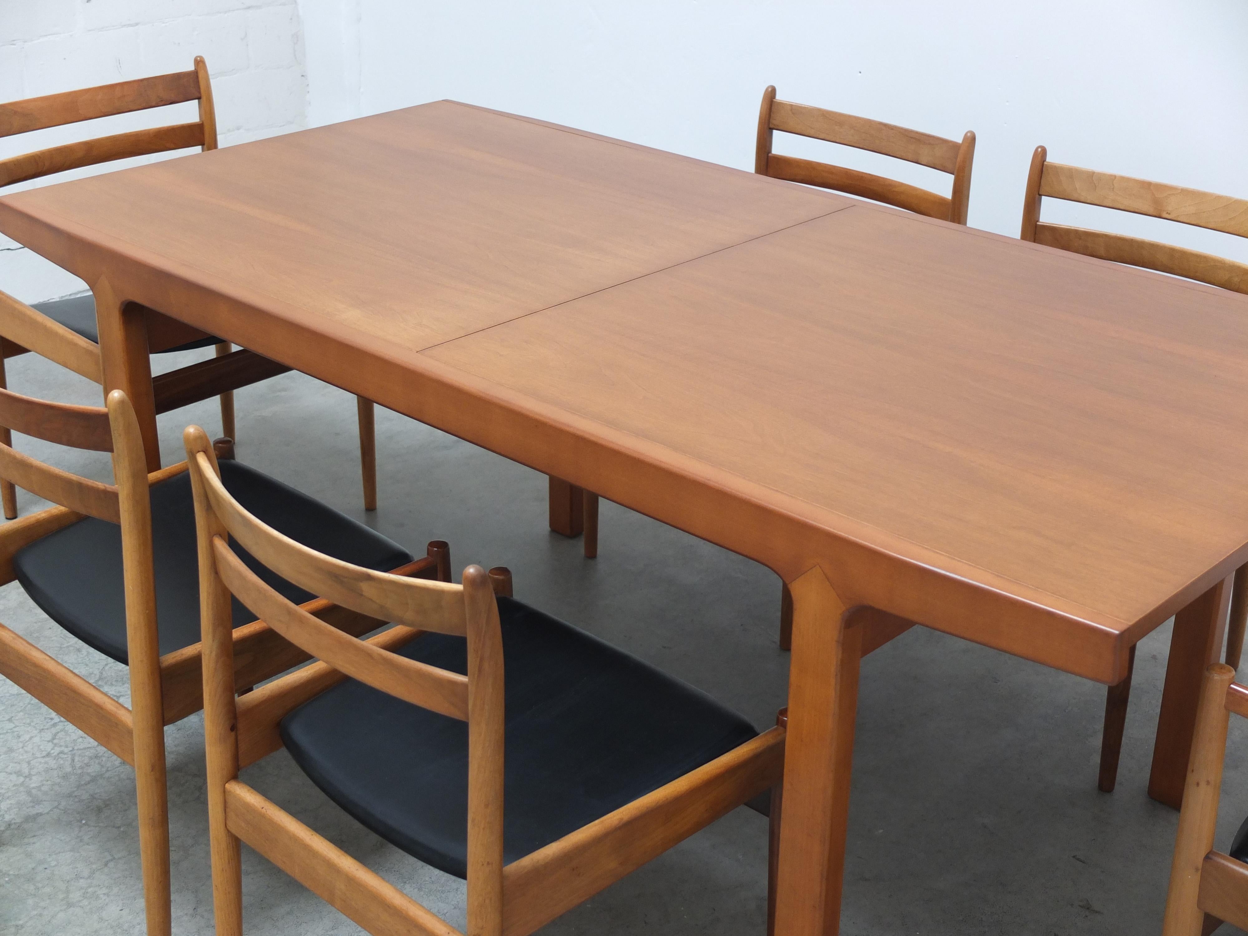 Faux Leather Walnut 'Abstracta' Dining Set by Jos De Mey for Van Den Berghe-Pauvers, 1960s