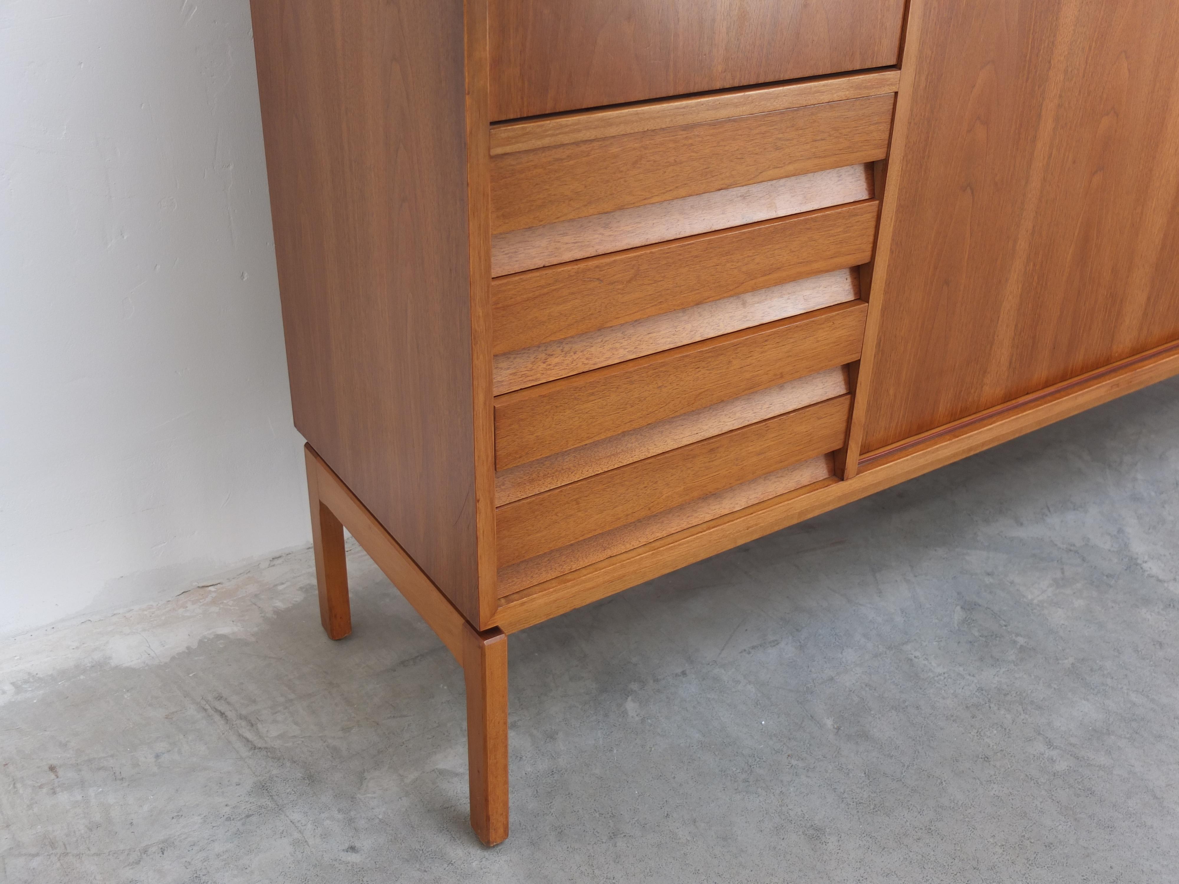 20th Century Walnut 'Abstracta' Highboard by Jos De Mey for Van Den Berghe-Pauvers, 1960s