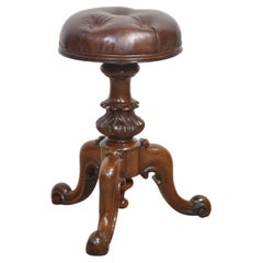 Walnut adjustable piano stool