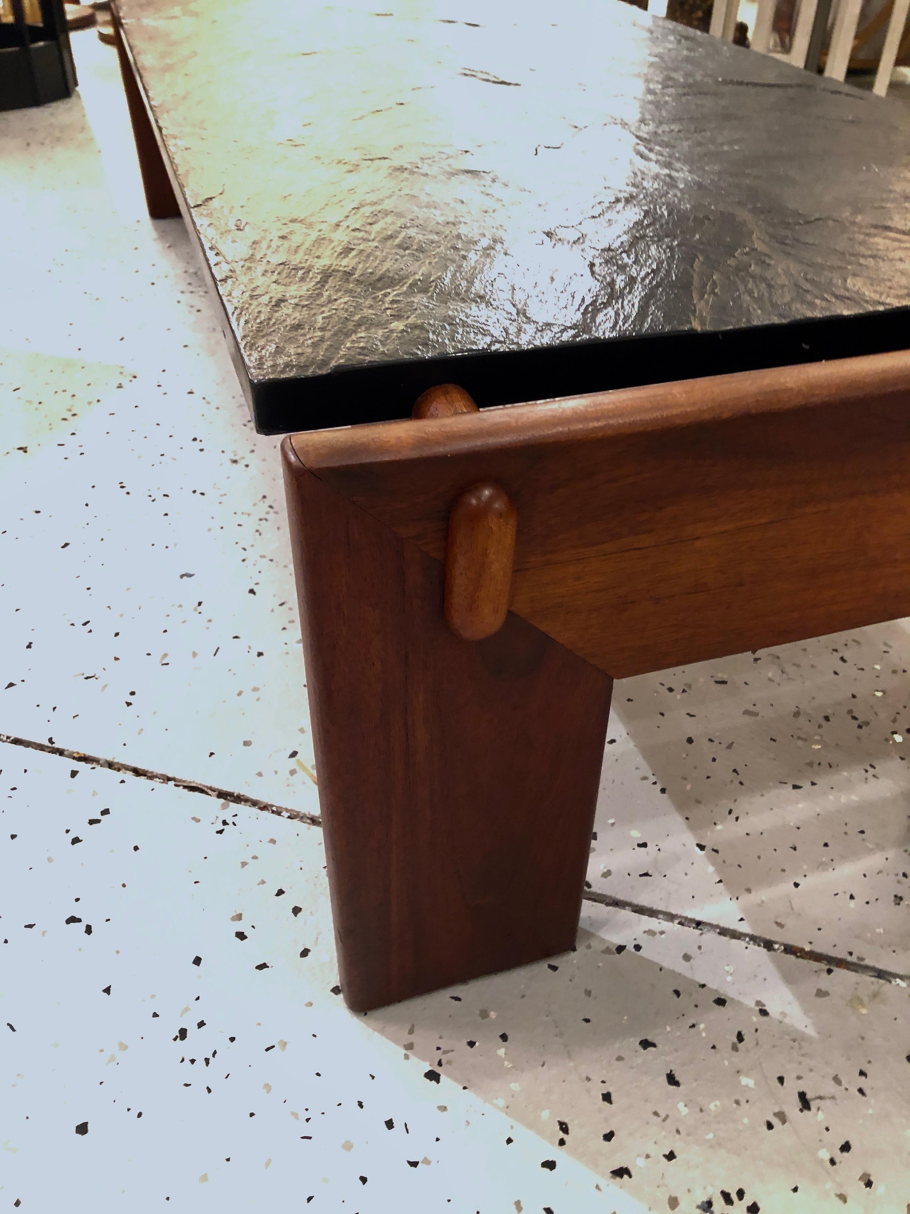 Mid-Century Modern Walnut Adrian Pearsall for Craft Associates Coffee Table with Faux Slate Top