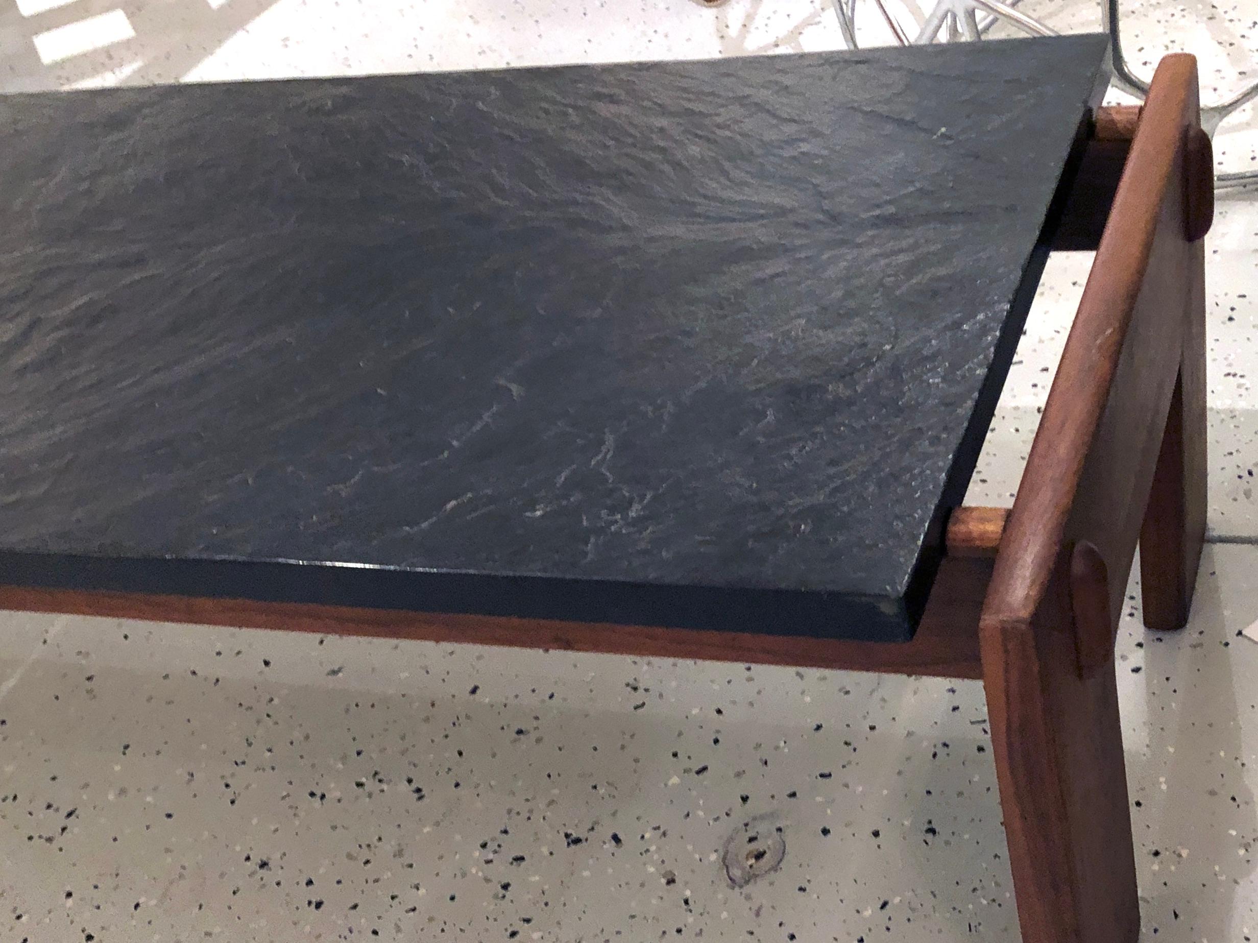 Composition Walnut Adrian Pearsall for Craft Associates Coffee Table with Faux Slate Top