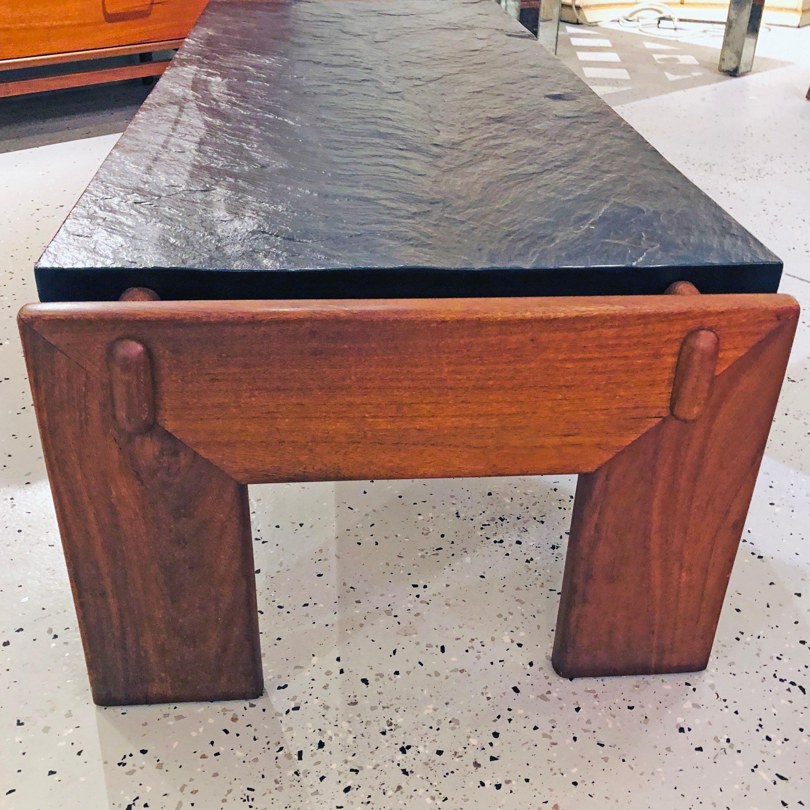 Walnut Adrian Pearsall for Craft Associates Coffee Table with Faux Slate Top 2
