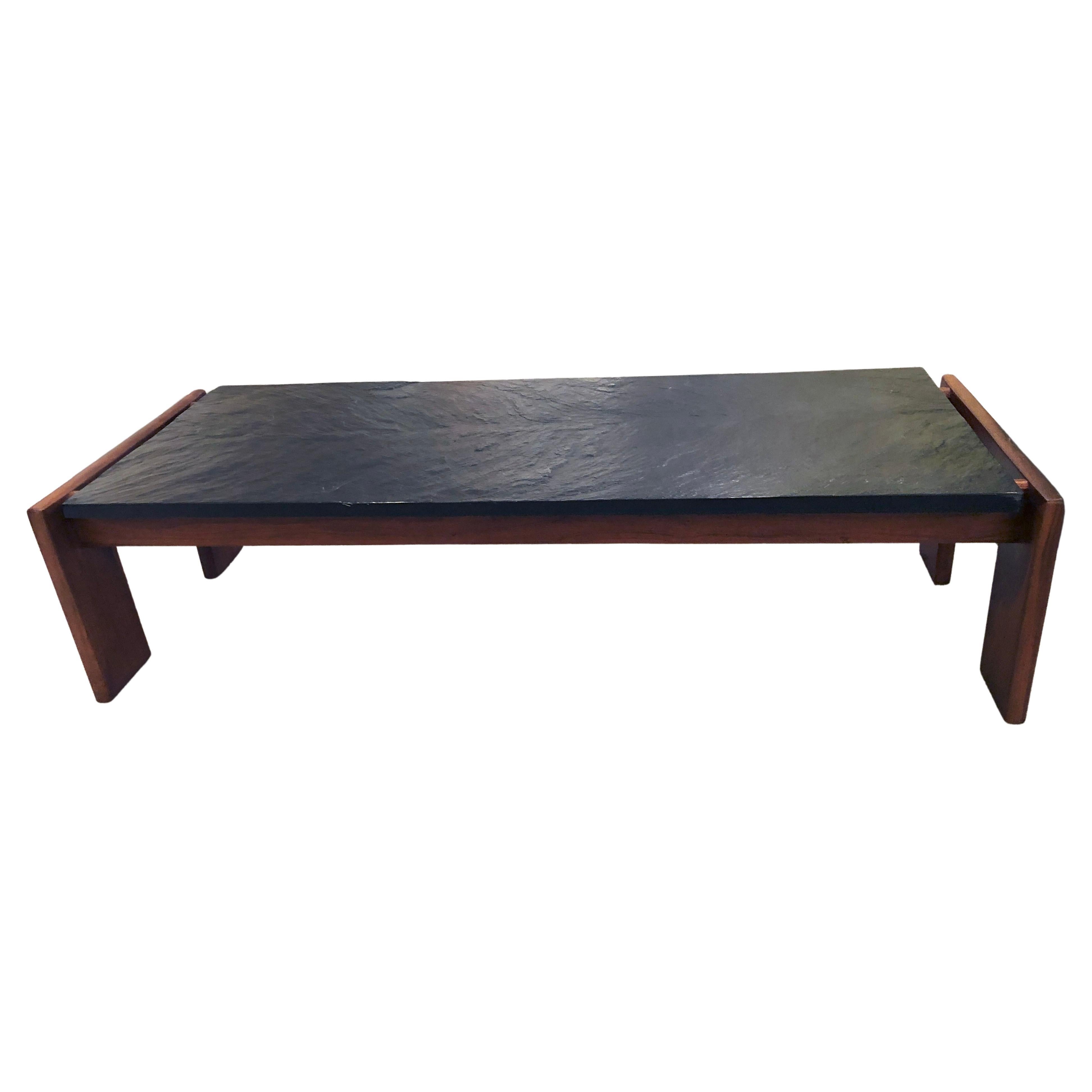 Walnut Adrian Pearsall for Craft Associates Coffee Table with Faux Slate Top