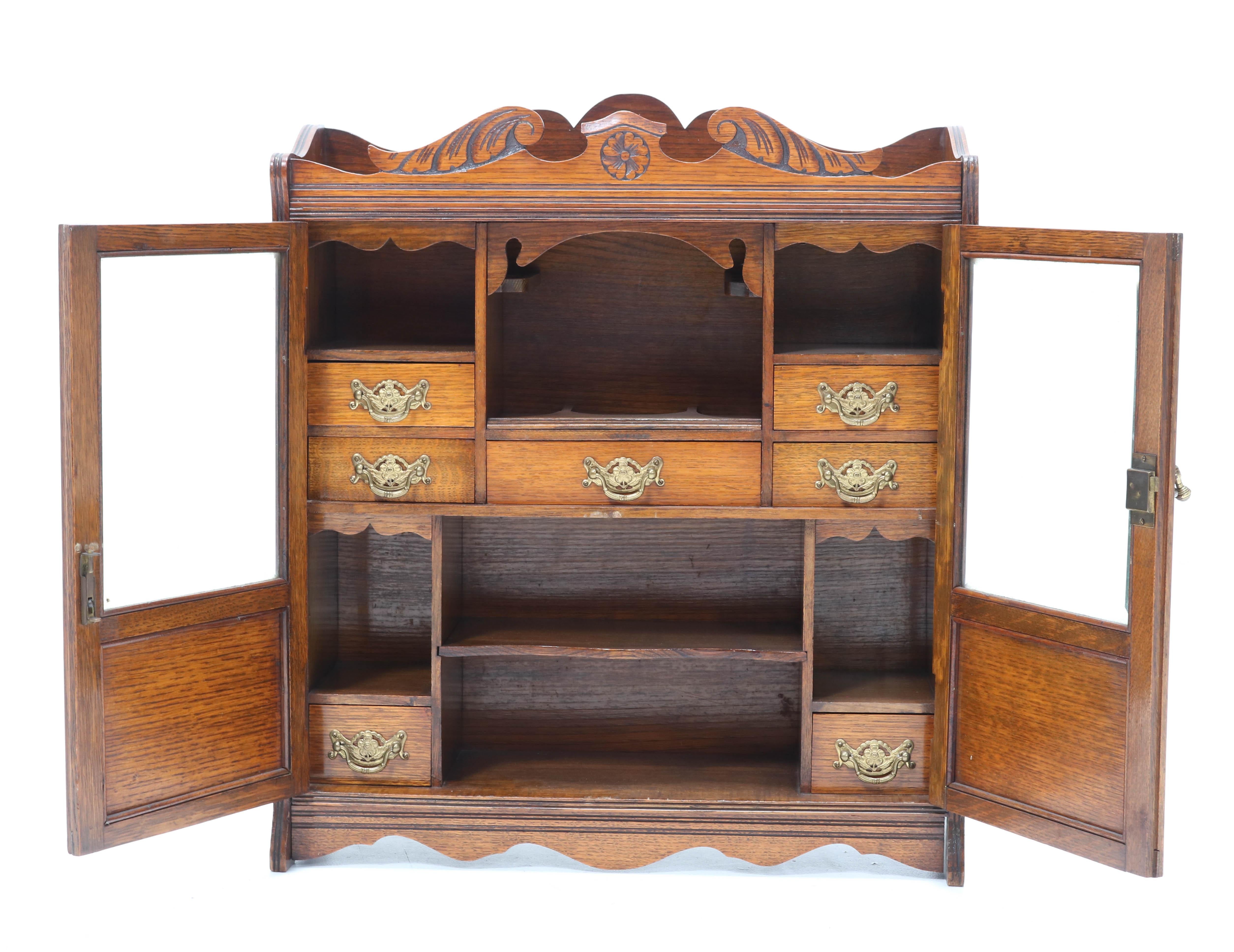 English Walnut Aesthetic Movement Wall Cabinet, Late 19th Century