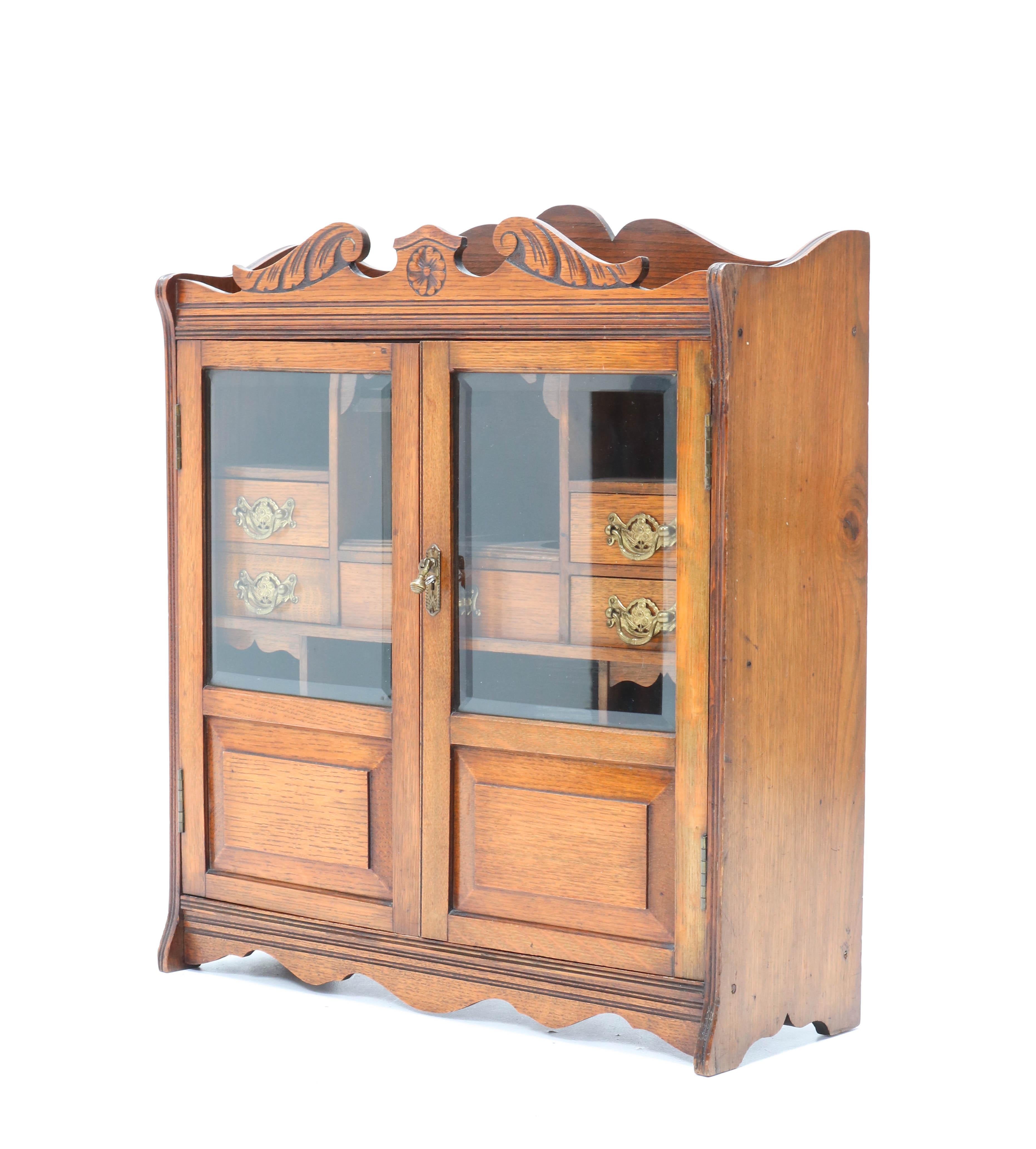 Walnut Aesthetic Movement Wall Cabinet, Late 19th Century In Good Condition In Amsterdam, NL