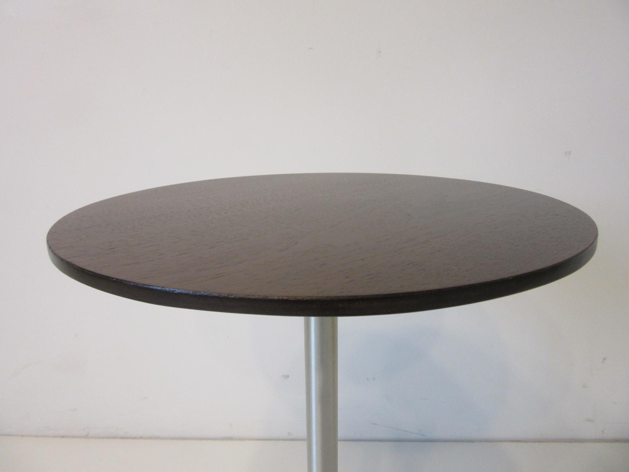 Mid-Century Modern Walnut / Aluminum Cigarette, Drink Side Table by Thonet