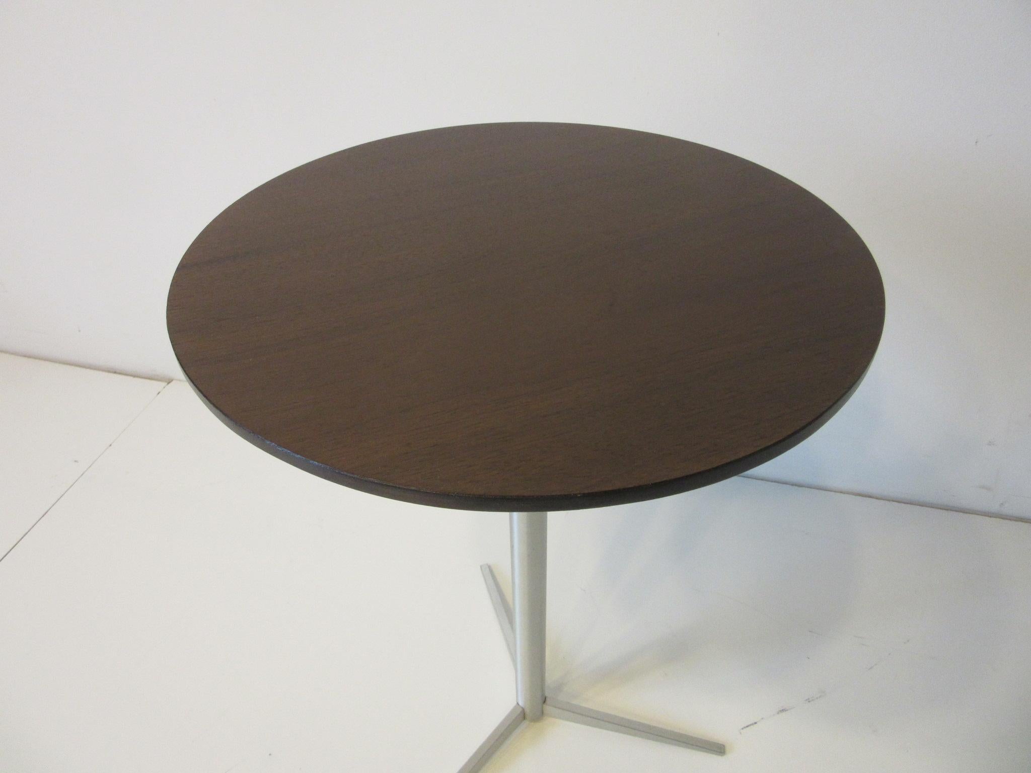 20th Century Walnut / Aluminum Cigarette, Drink Side Table by Thonet