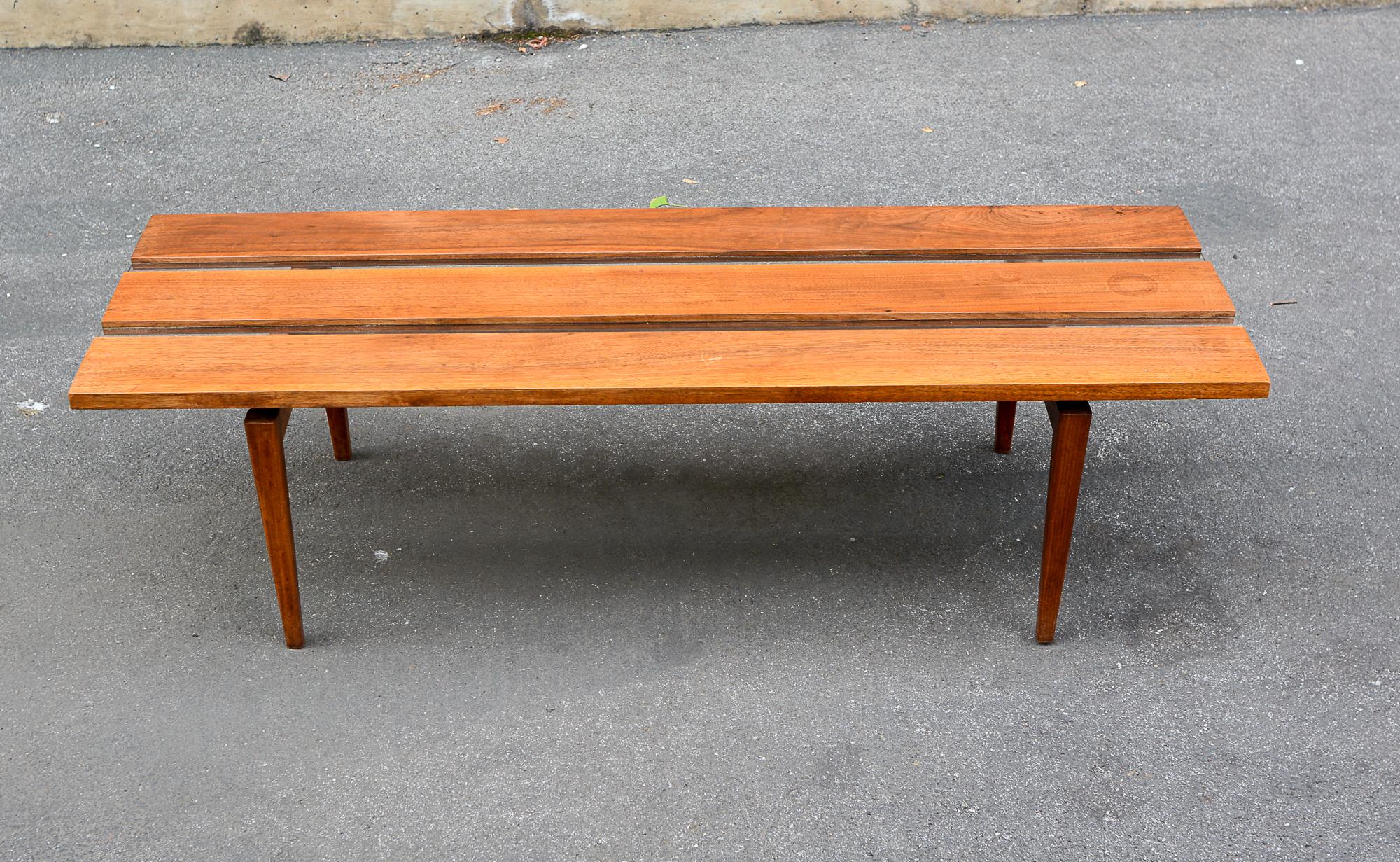 Mid-Century Modern Walnut and Acrylic Mid Century Low Coffee Table For Sale