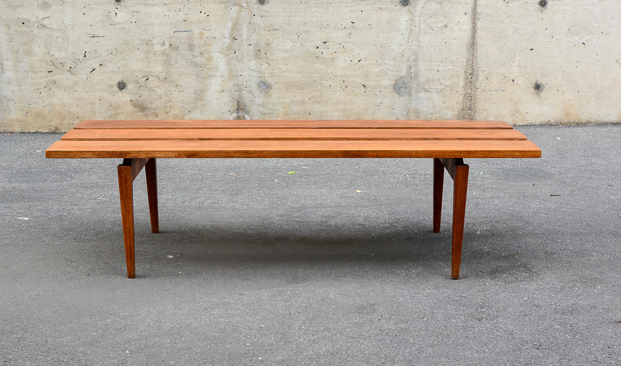 American Walnut and Acrylic Mid Century Low Coffee Table For Sale