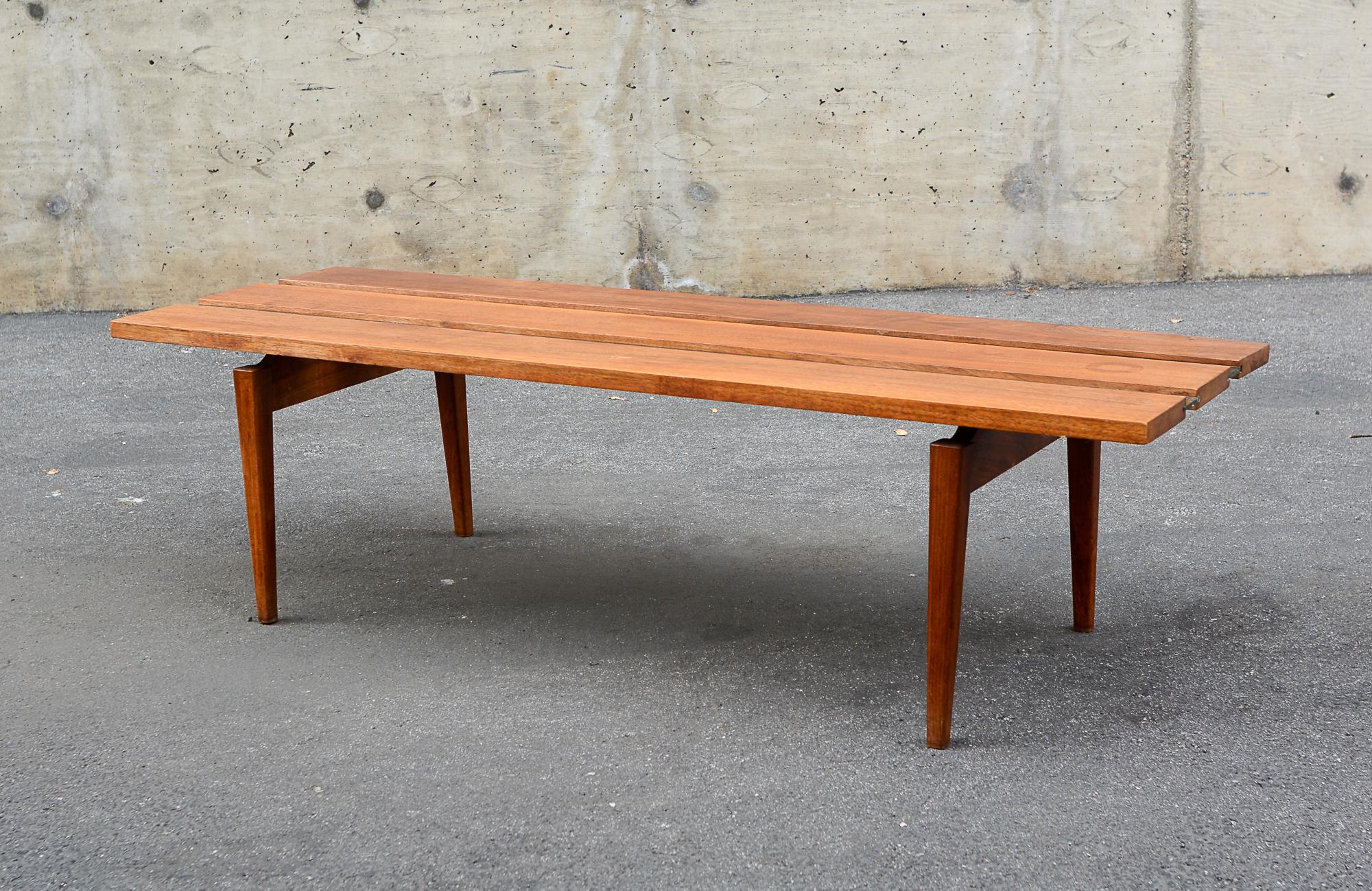 Walnut and Acrylic Mid Century Low Coffee Table In Good Condition For Sale In San Mateo, CA