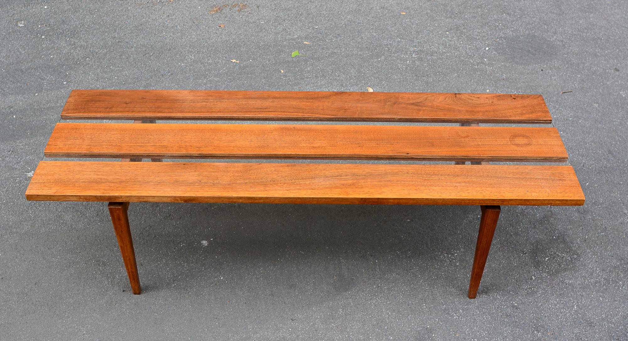 Walnut and Acrylic Mid Century Low Coffee Table For Sale 2