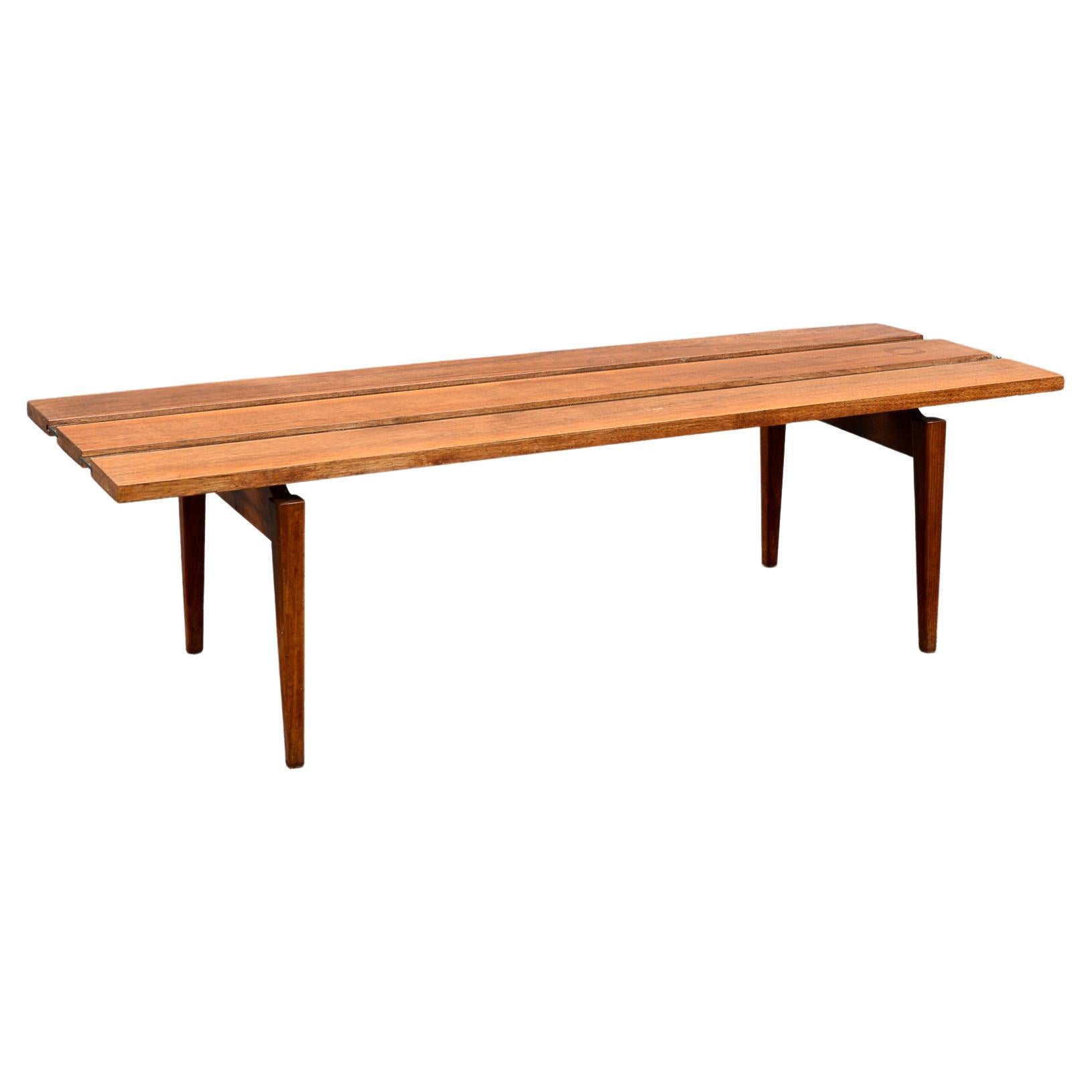 Walnut and Acrylic Mid Century Low Coffee Table For Sale