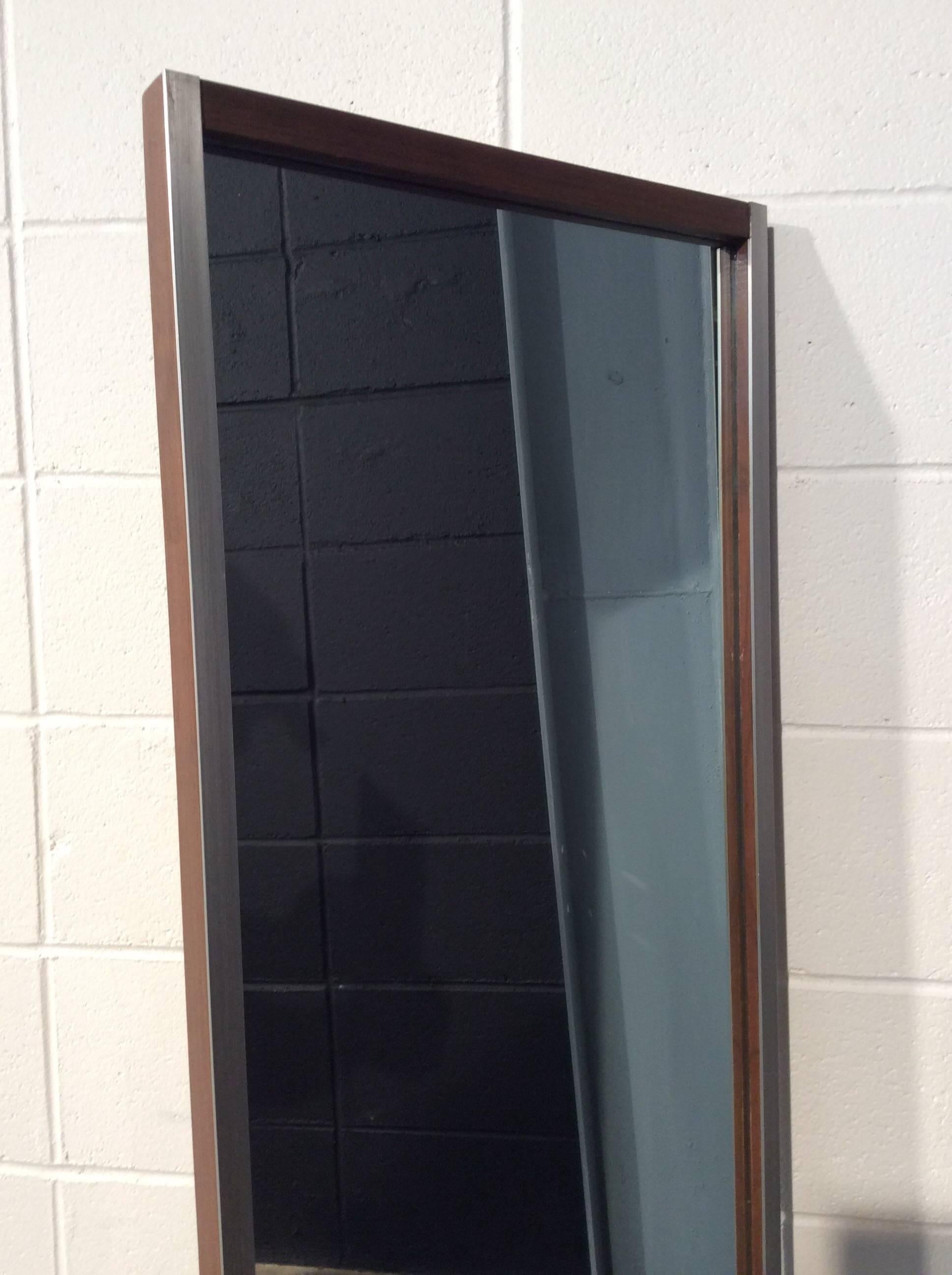 Walnut and Aluminum Mirror by Paul McCobb for Bryce Originals Mid-Century Modern In Good Condition For Sale In Marietta, GA