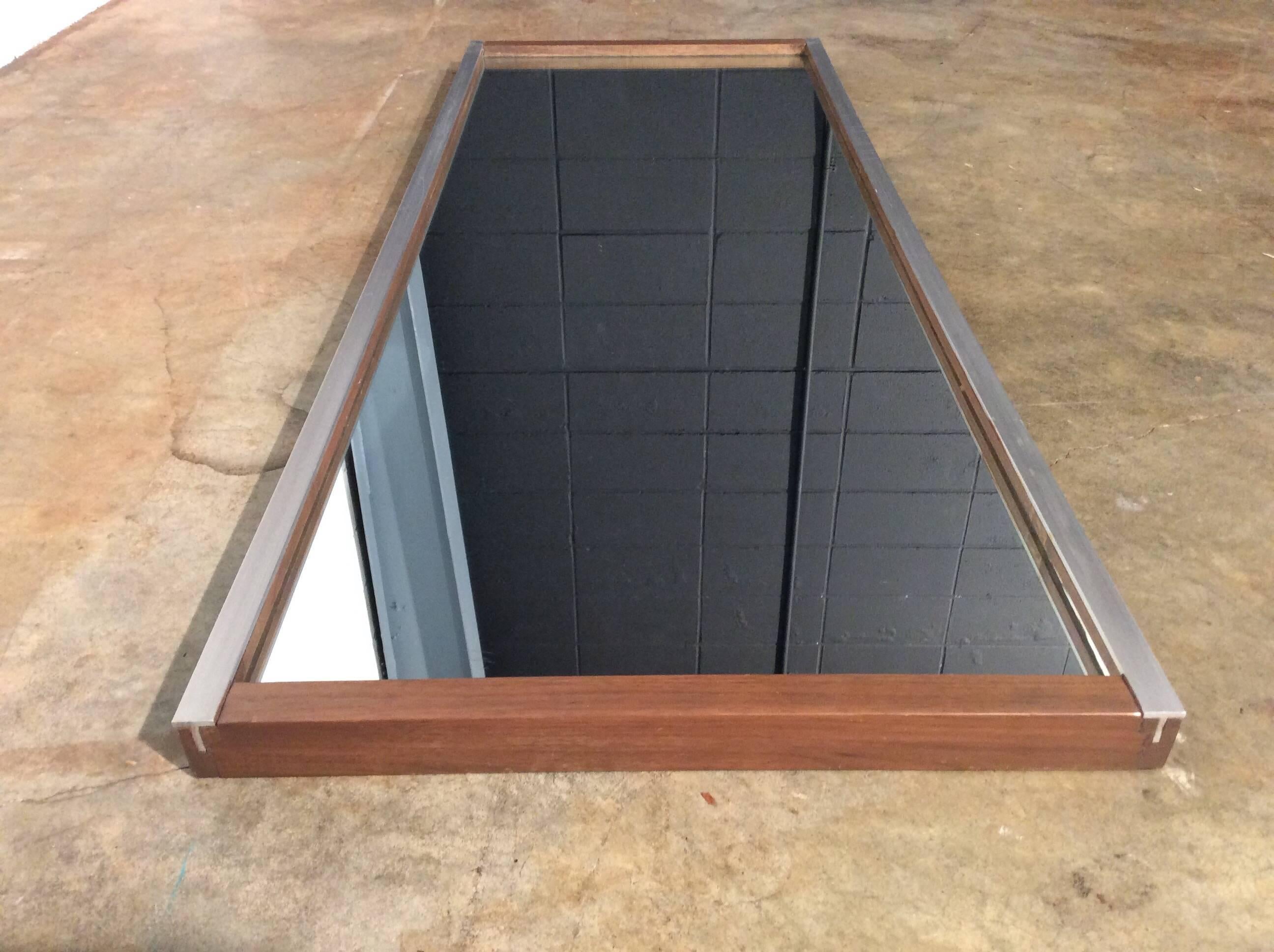 Mid-20th Century Walnut and Aluminum Mirror by Paul McCobb for Bryce Originals Mid-Century Modern For Sale
