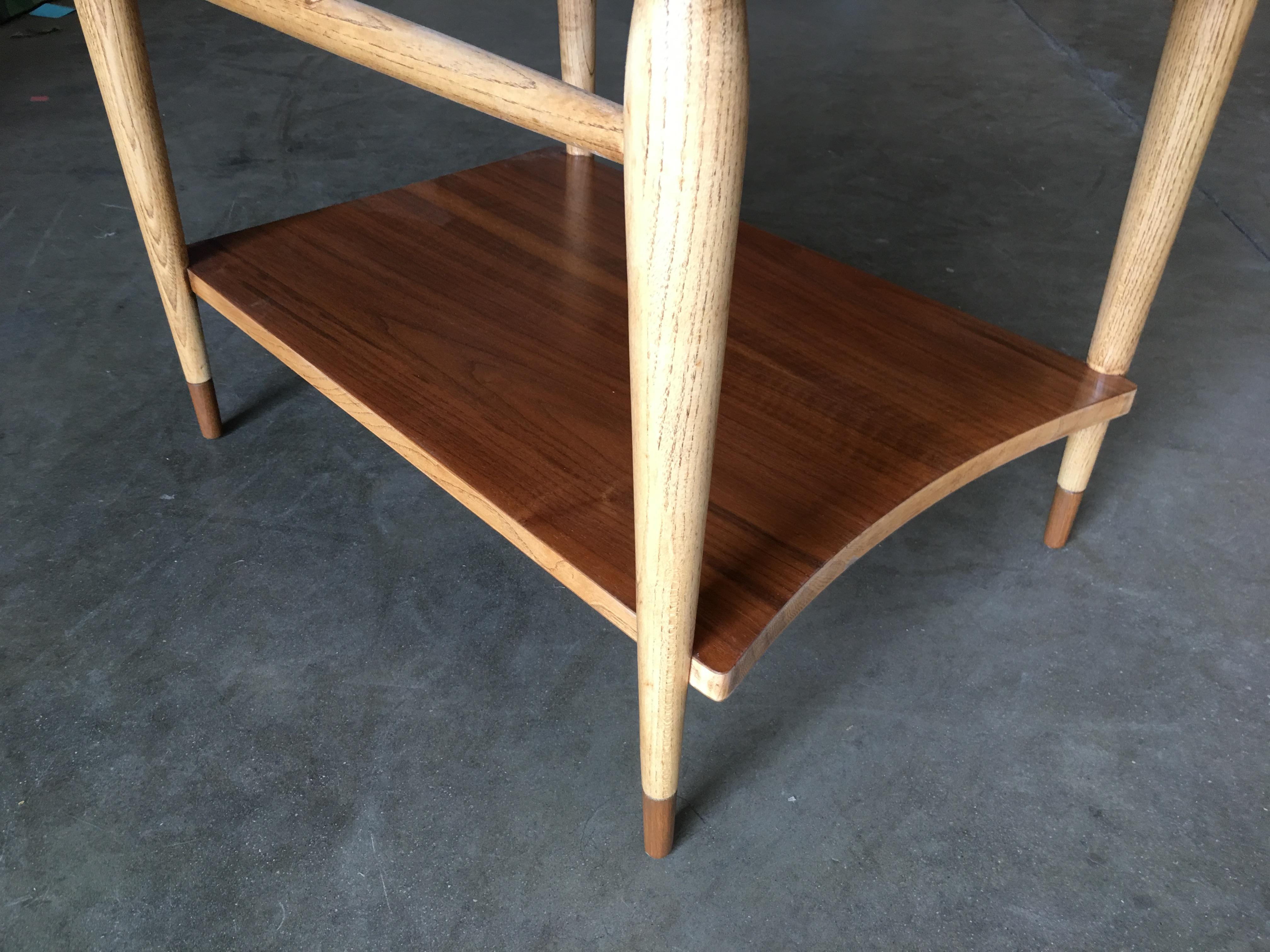 American Lane Acclaim Walnut and Ash Inlay Side Table Designed by Andre Bus For Sale