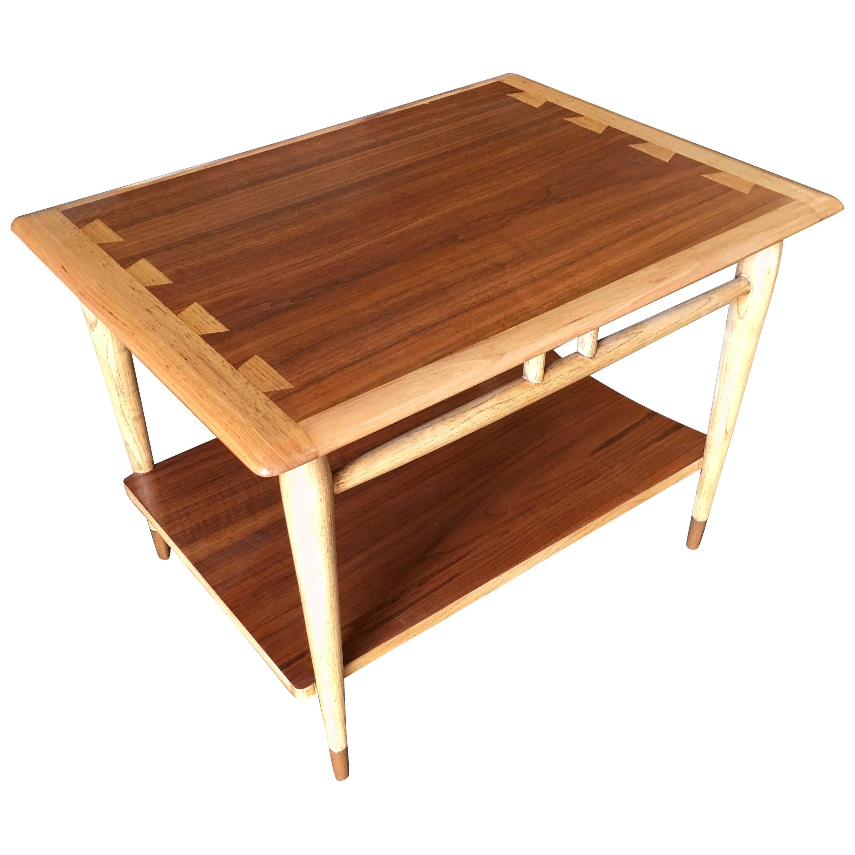 Lane Acclaim Walnut and Ash Inlay Side Table Designed by Andre Bus For Sale