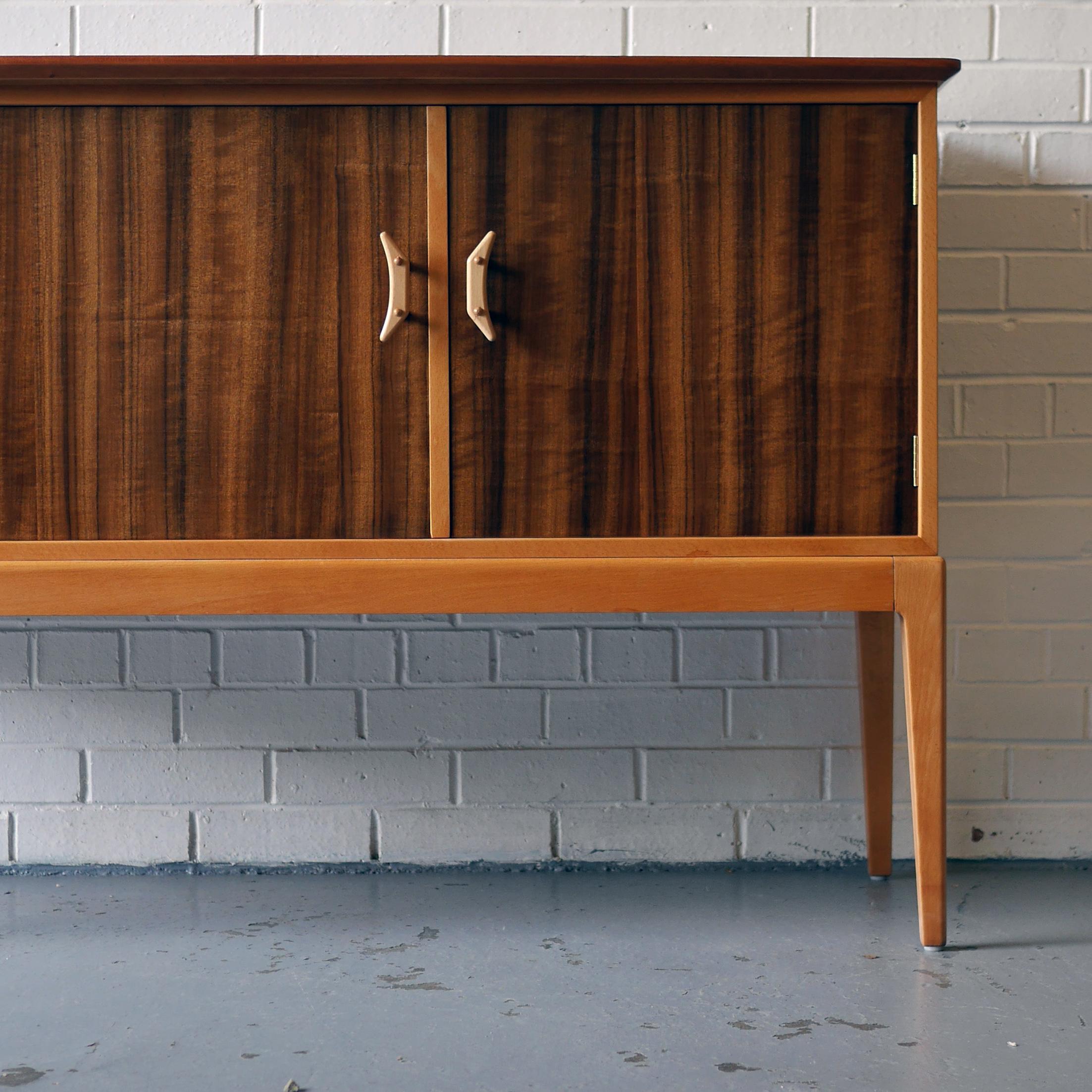 British Walnut and Beech Sideboard by Vesper Furniture, circa 1957 For Sale
