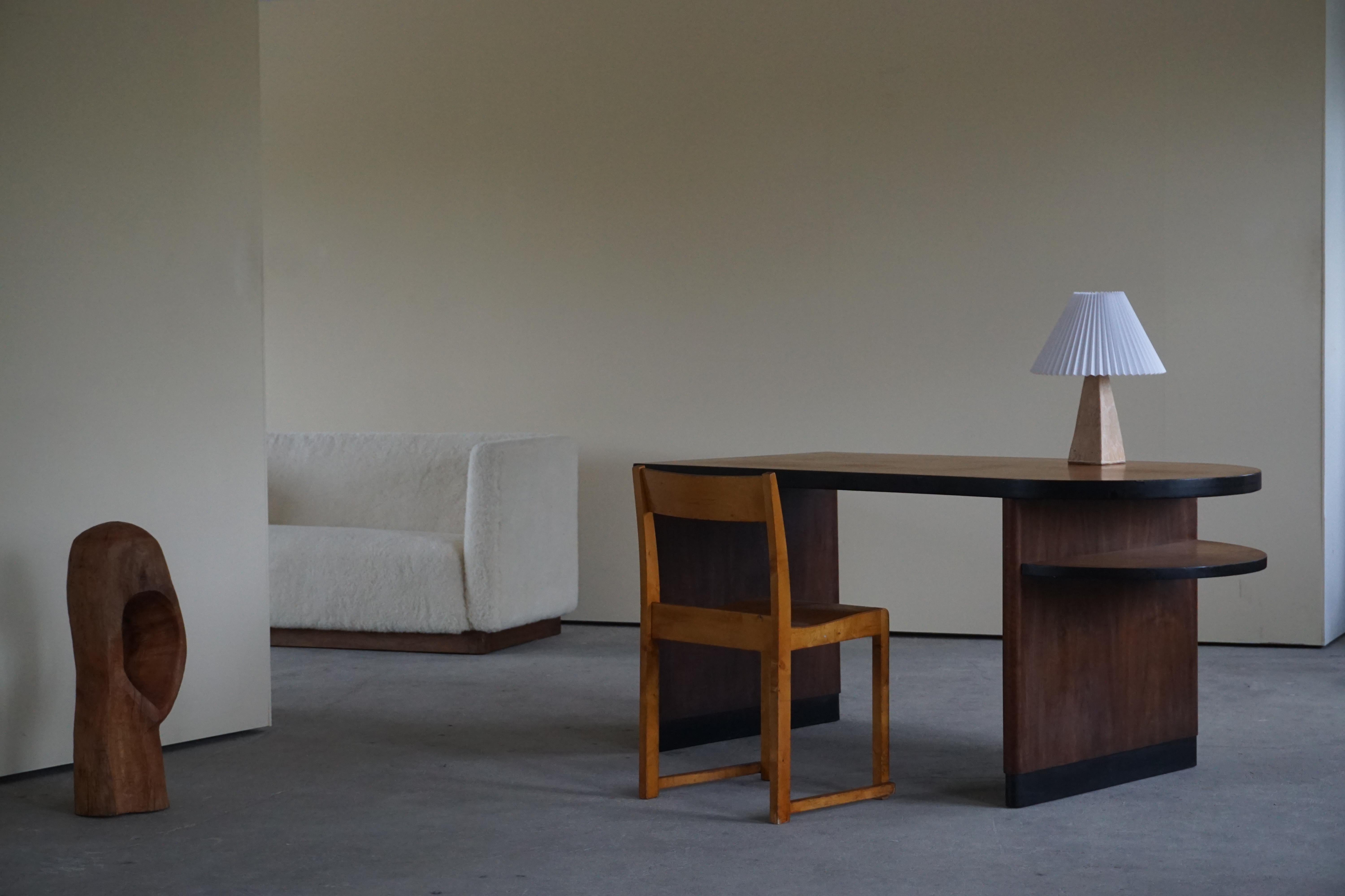 Walnut and Birch Desk by Axel Einar Hjorth for Nordiska Kompaniet, 1930s 6