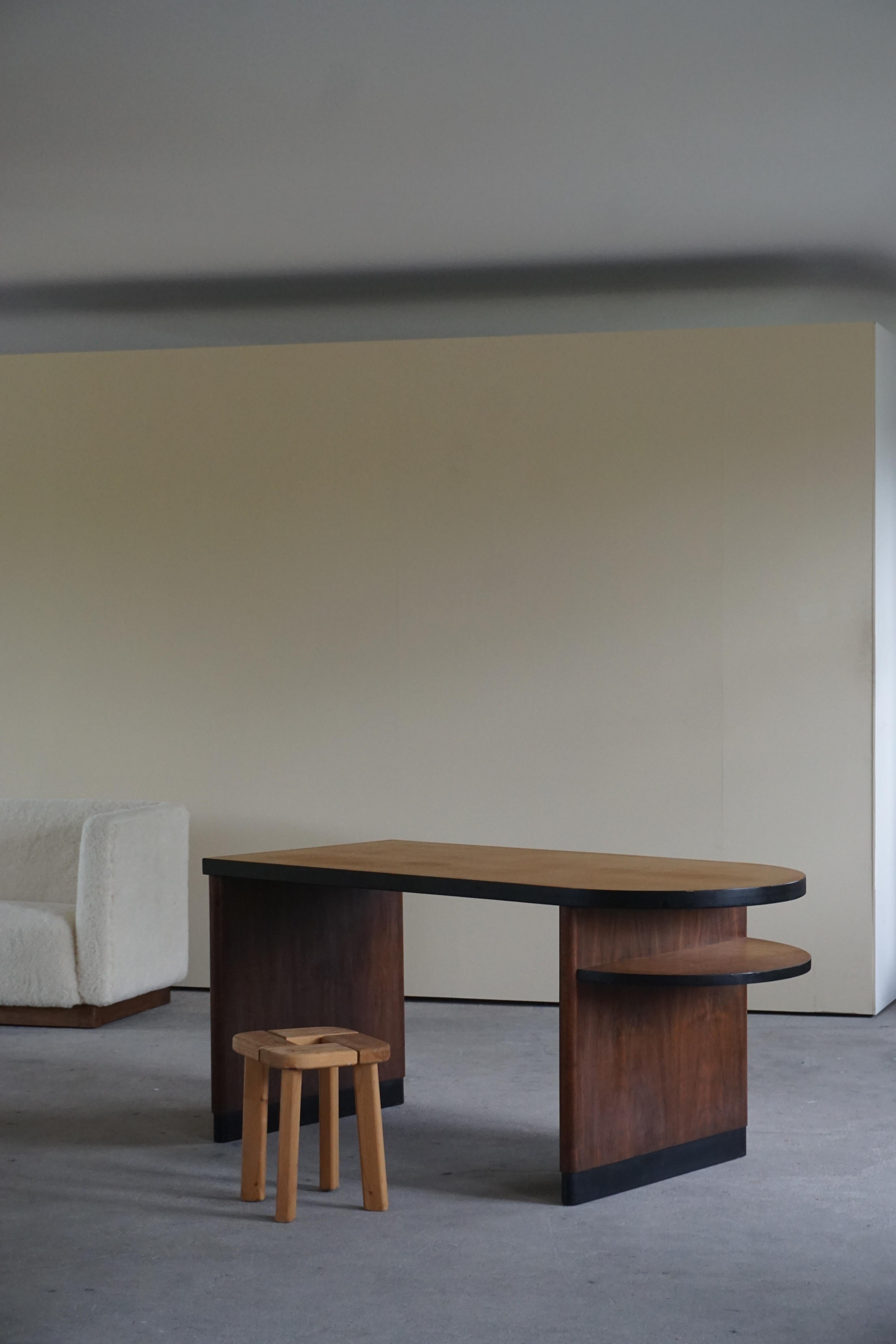 Walnut and Birch Desk by Axel Einar Hjorth for Nordiska Kompaniet, 1930s 1