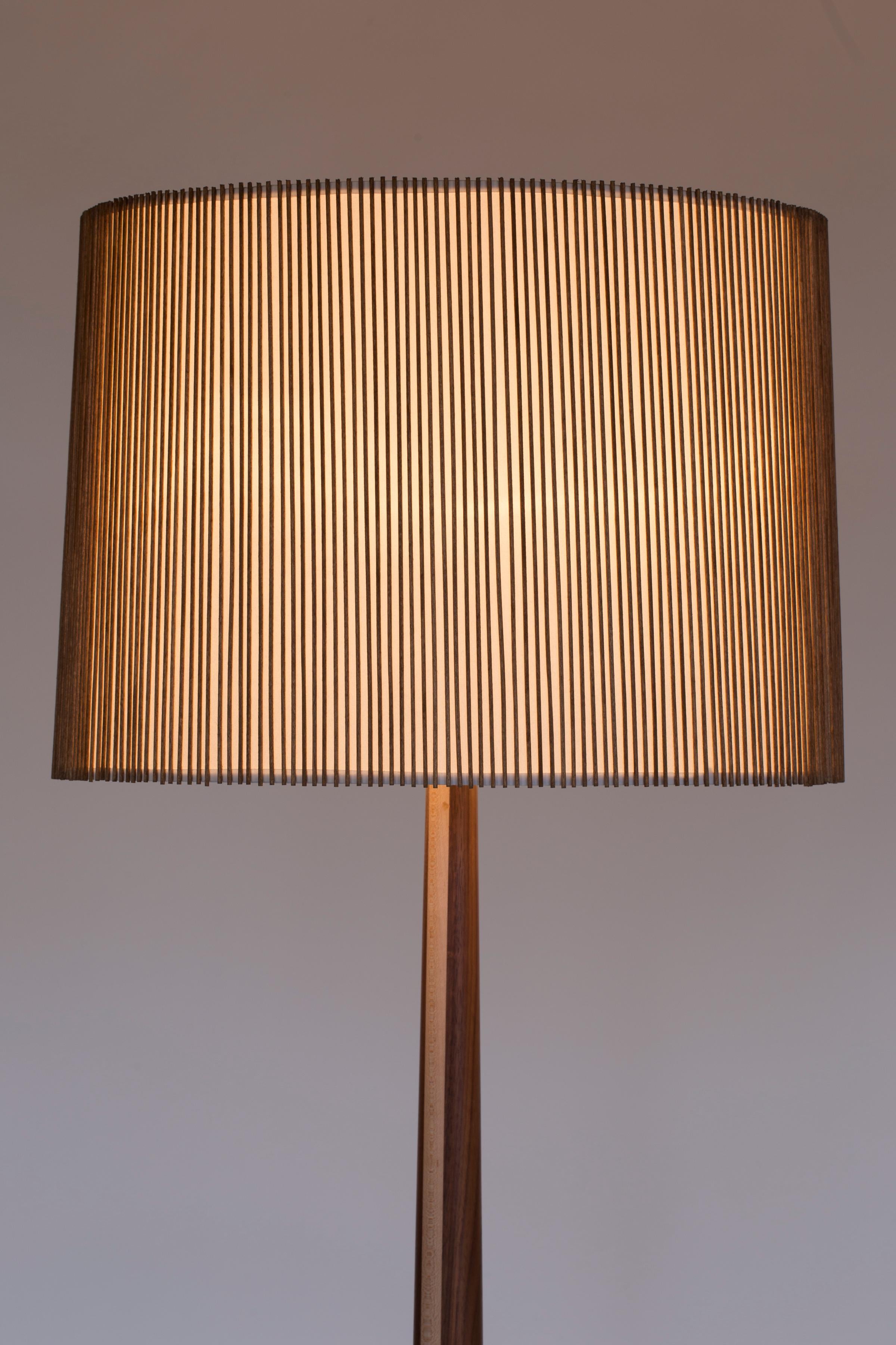 Mid-Century Modern Walnut and Birch Standing Floor Lamp by Mel Smilow - wired for the UK For Sale