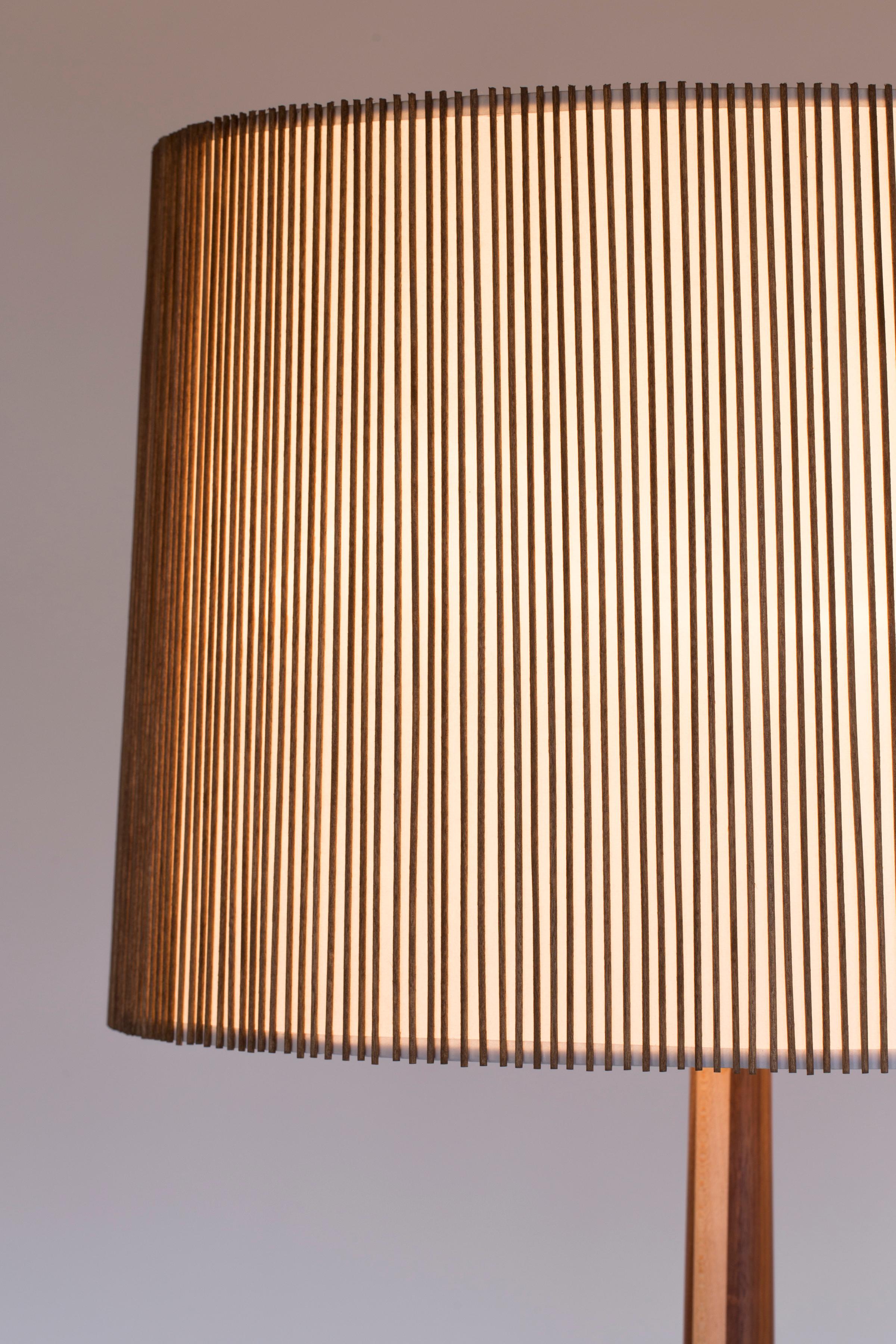 American Walnut and Birch Standing Floor Lamp by Mel Smilow - wired for the UK For Sale