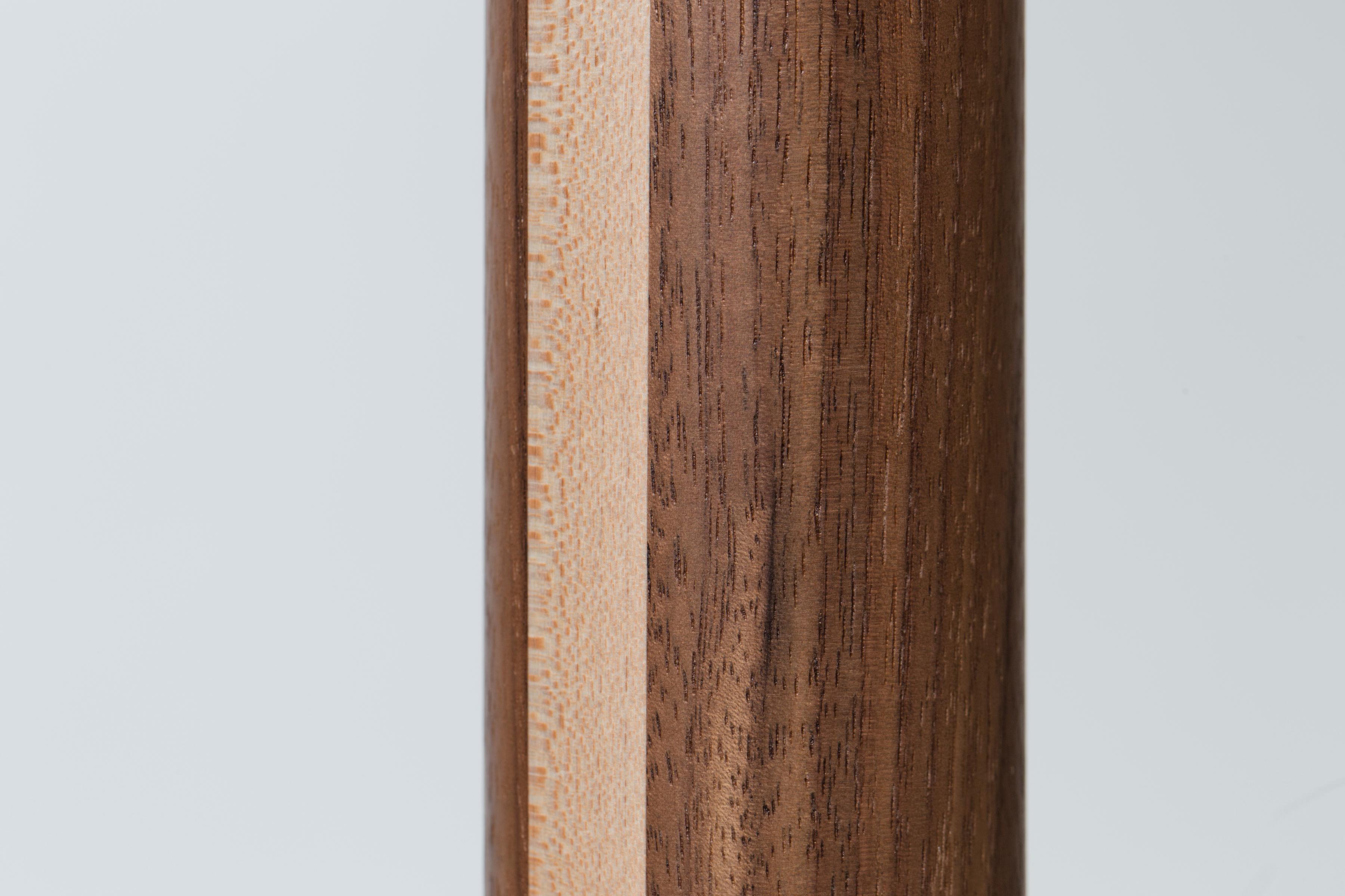 Turned Walnut and Birch Standing Floor Lamp by Mel Smilow - wired for the UK For Sale