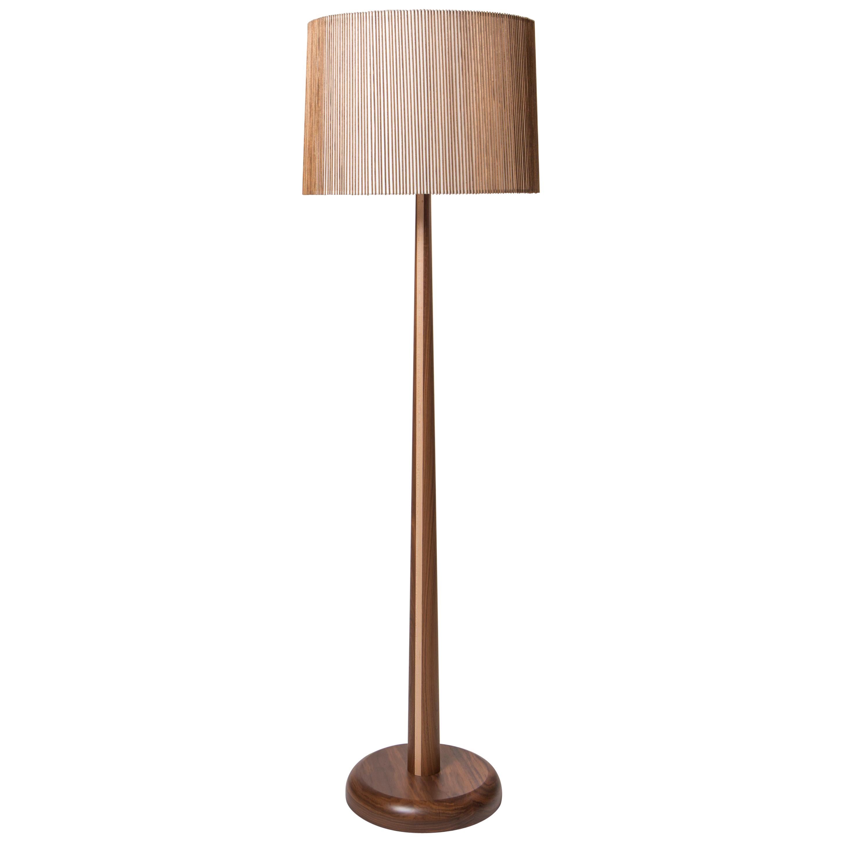 Walnut and Birch Standing Floor Lamp by Mel Smilow - wired for the UK For Sale