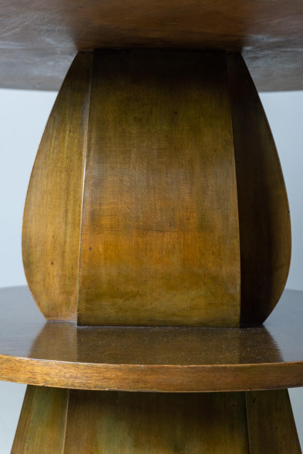 Walnut and Birdseye Maple, Round Side Table, Giacomo Cometti, 1928 1