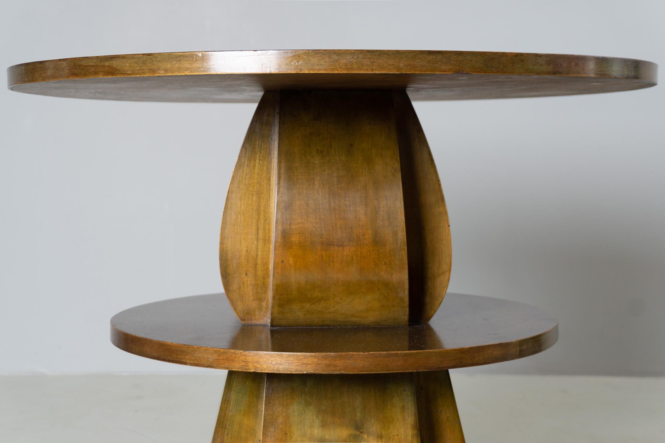 Walnut and Birdseye Maple, Round Side Table, Giacomo Cometti, 1928 2
