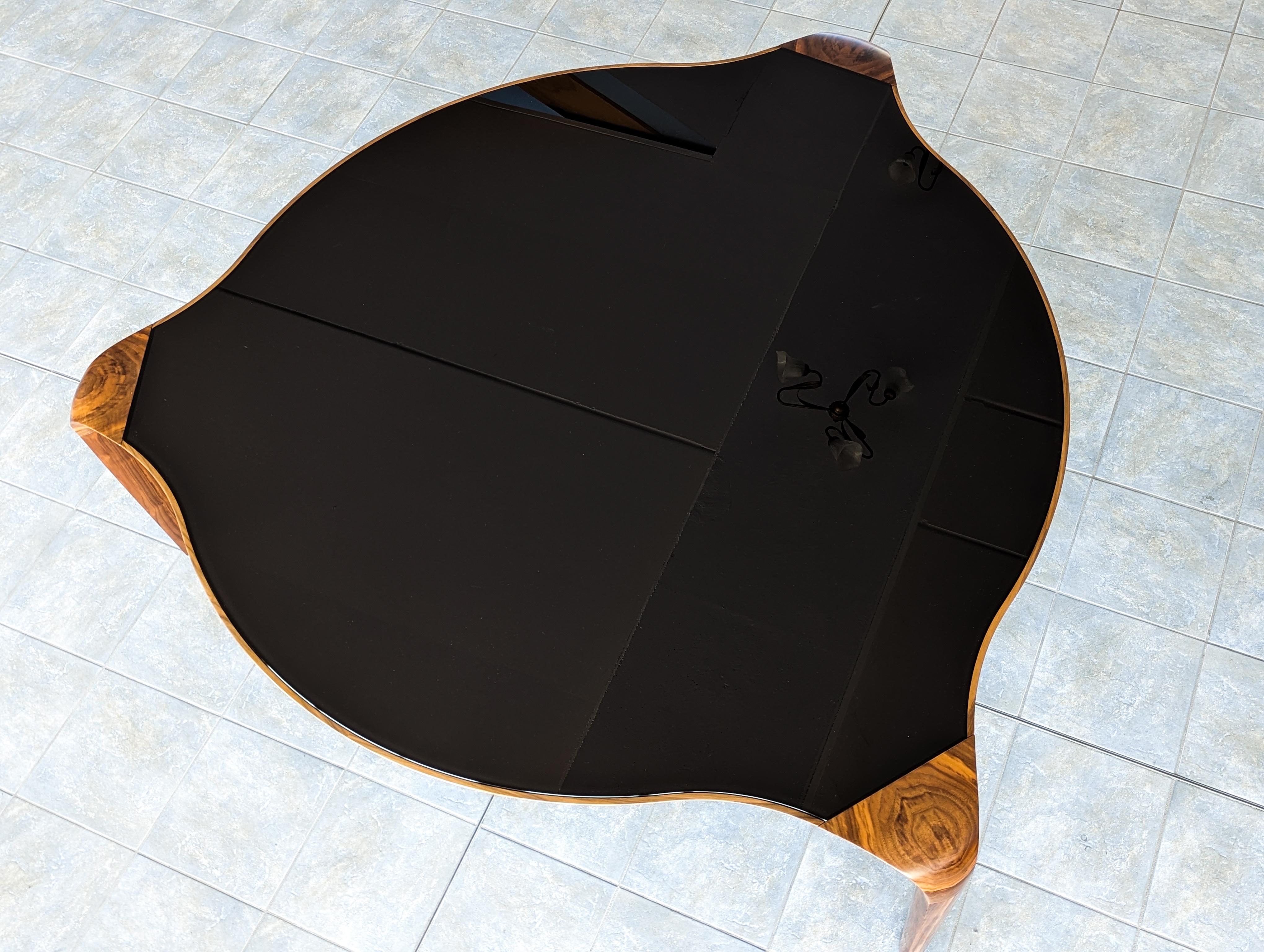 Walnut and Black Glass Round “ Erasmo”Table of Italian Manufacture, by Giorgetti For Sale 1