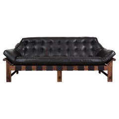 Walnut and Black Leather Ojai Sofa by Lawson-Fenning