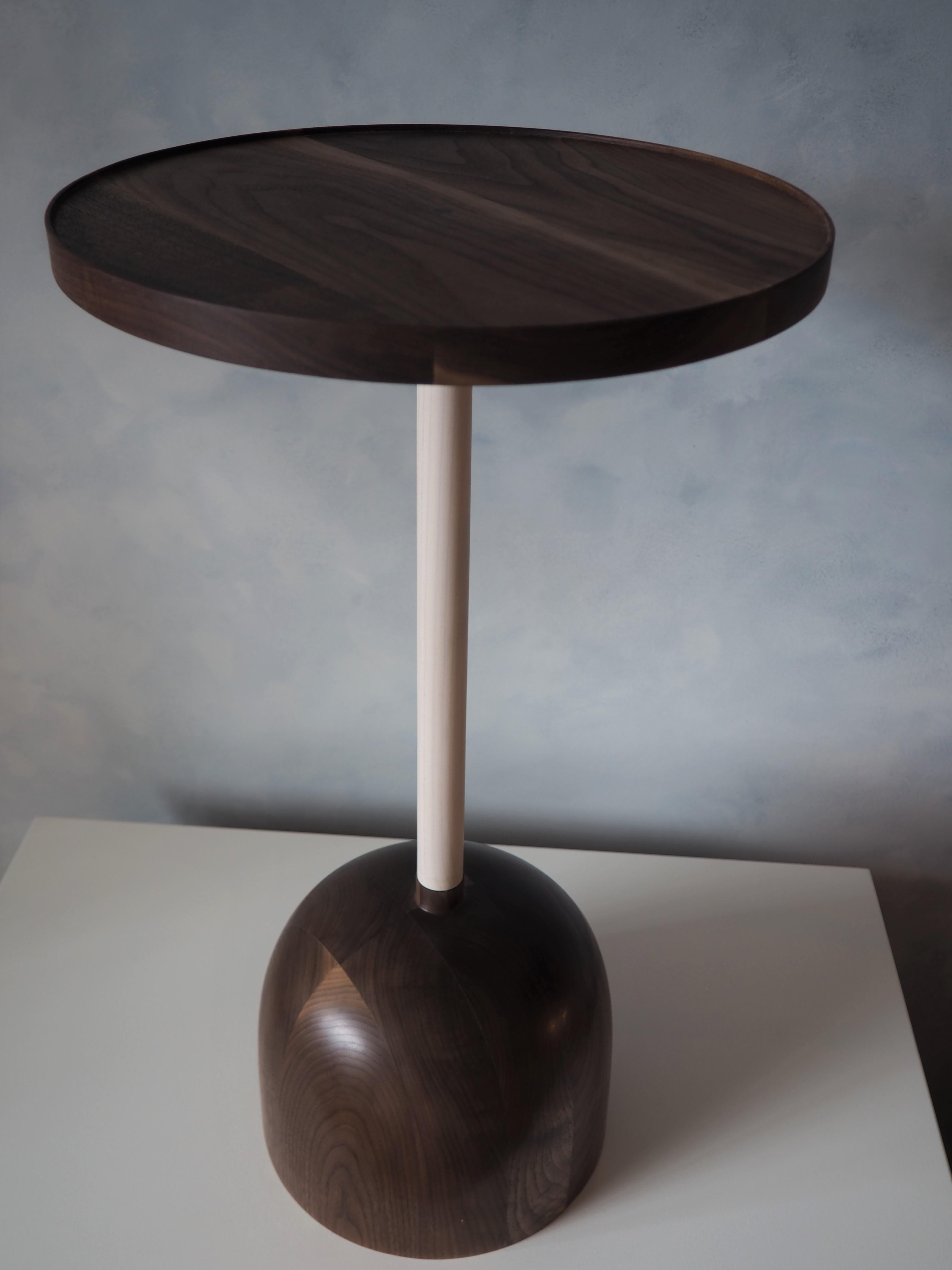 Modern Walnut and Bleached Maple Side Table by MSJ Furniture Studio