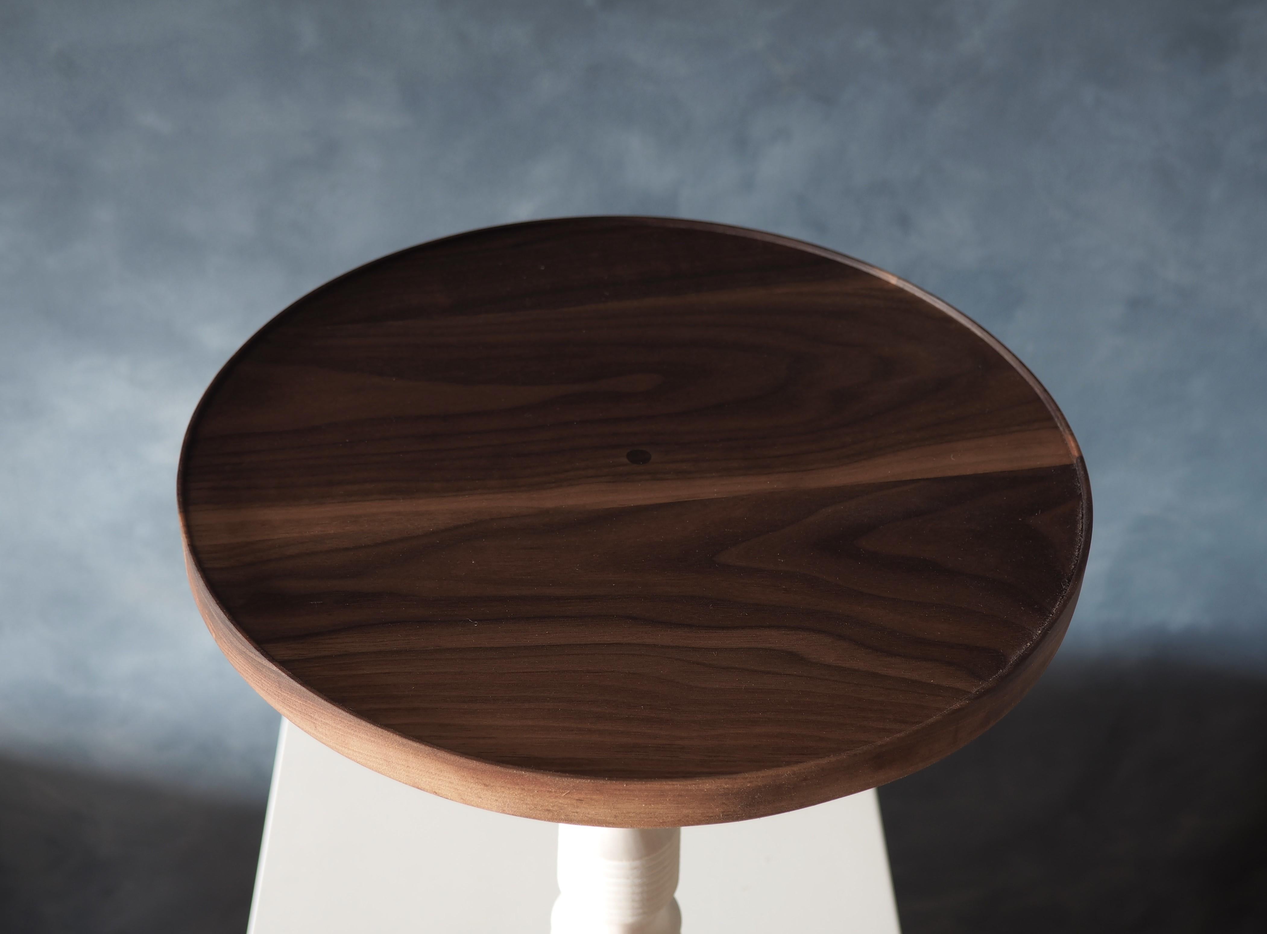 Maple Walnut and Bleached maple Round Side Table by MSJ Furniture Studio