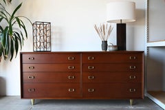 Walnut and Brass 8 Drawer Dresser by Paul Frankl, ca. 1960