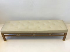 Walnut and Brass Bench by Michael Taylor for Baker Furniture