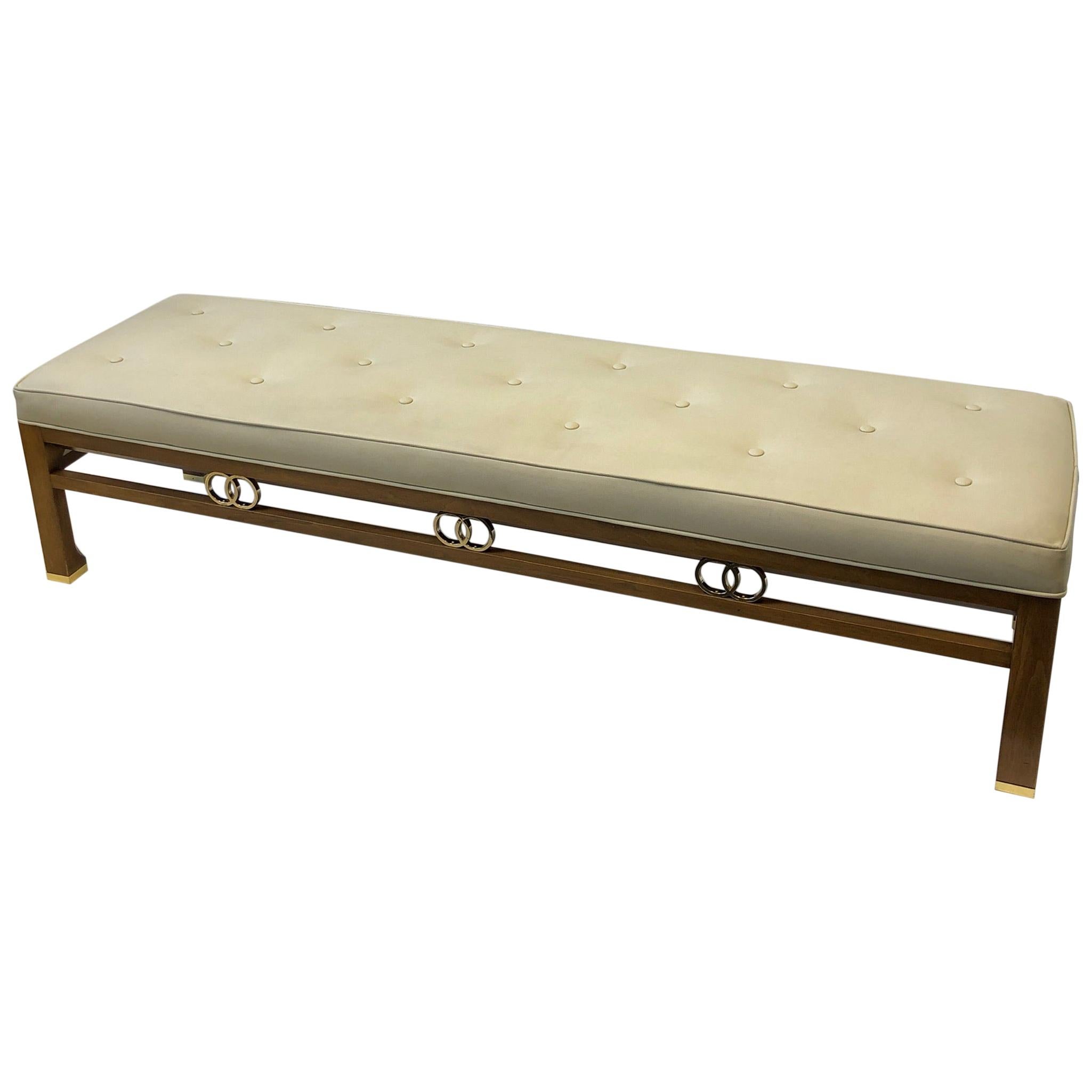 Walnut and Brass Bench by Michael Taylor for Baker Furniture
