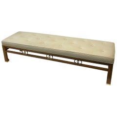 Walnut and Brass Bench by Michael Taylor for Baker Furniture