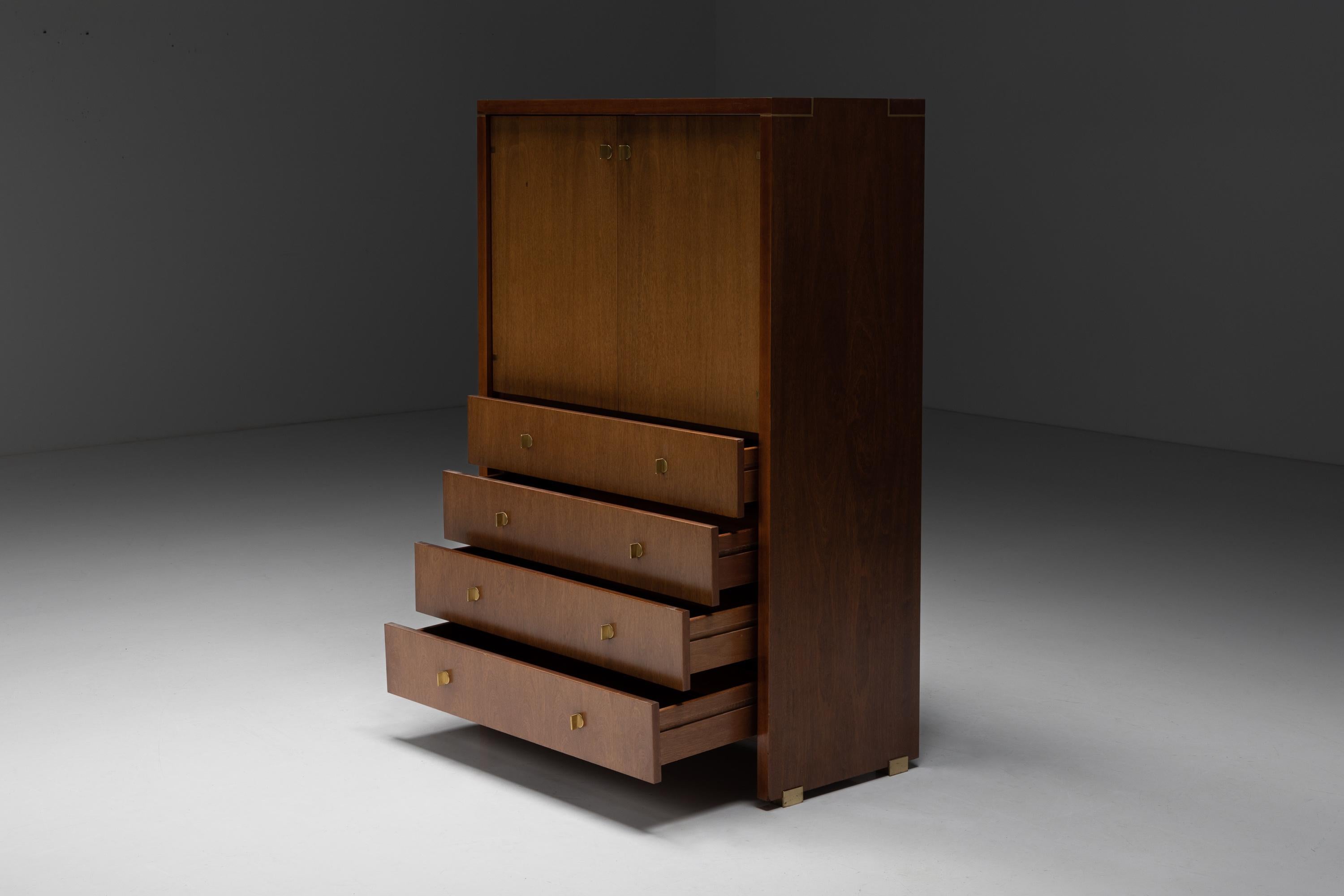 Walnut and Brass Cabinet by Pierre Balmain, France, 1980s For Sale 4