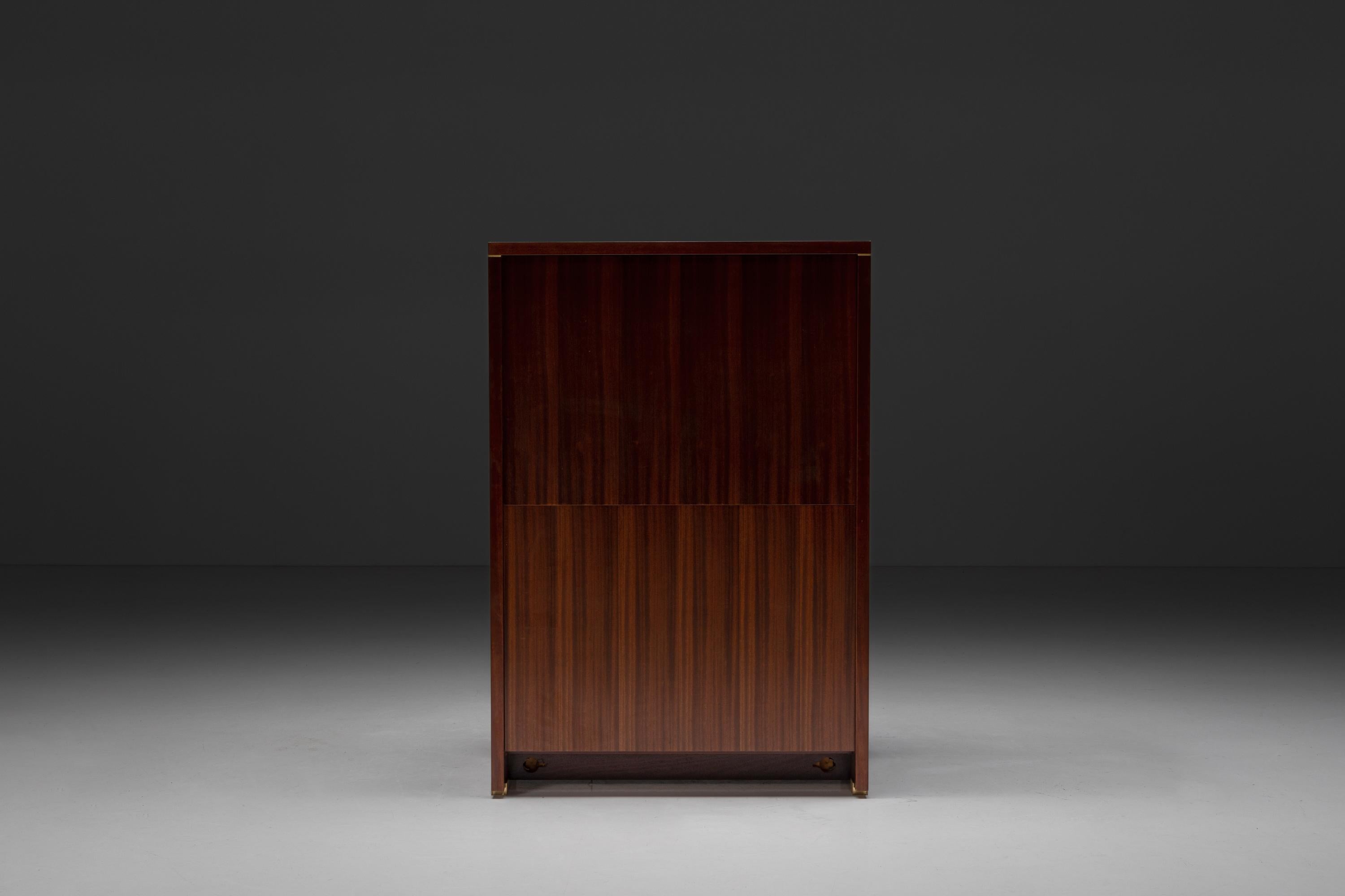 Mid-Century Modern Walnut and Brass Cabinet by Pierre Balmain, France, 1980s For Sale