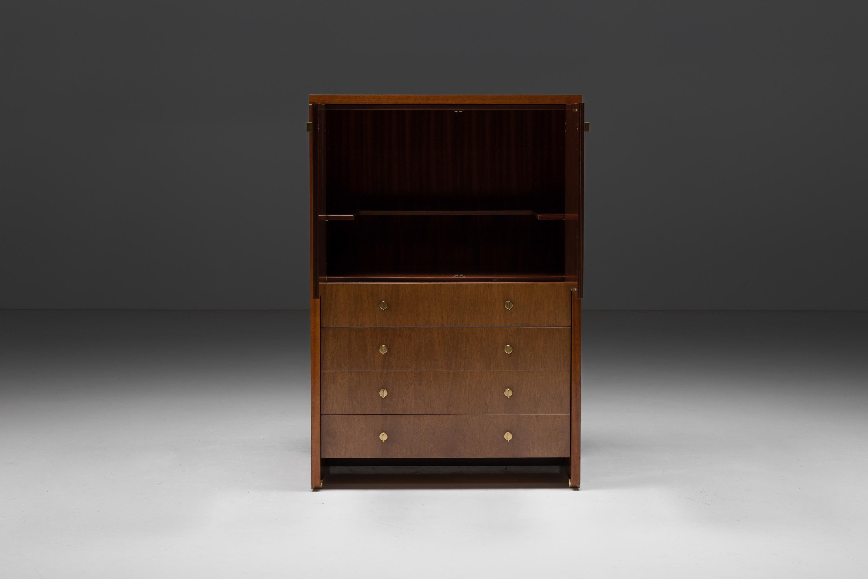 Walnut and Brass Cabinet by Pierre Balmain, France, 1980s For Sale 3