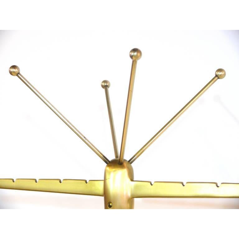 Mid-20th Century Walnut and Brass Coat Rack or Stand in the Manner of Gio Ponti