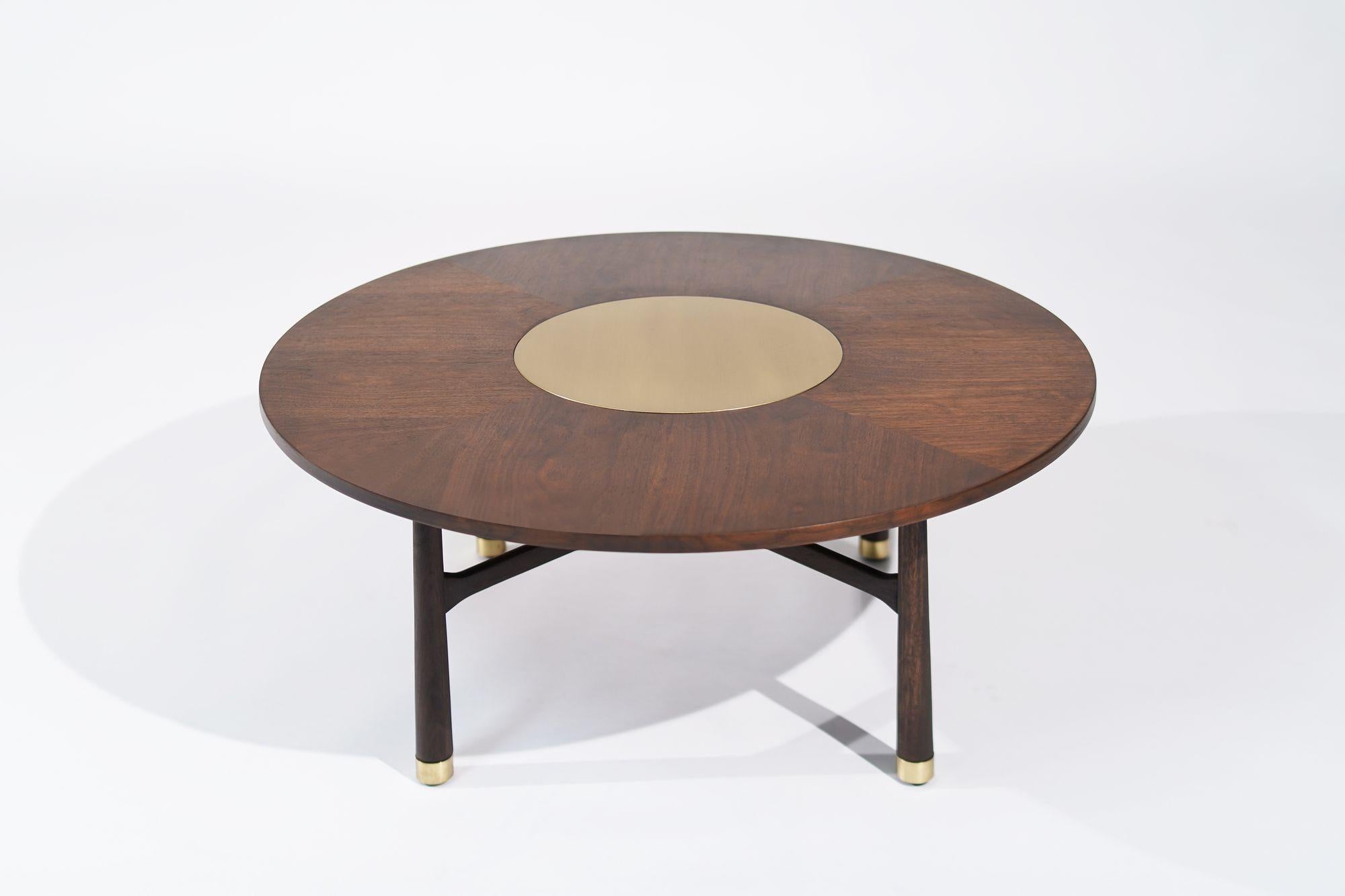 American Walnut and Brass Coffee Table by Harvey Probber, C. 1950s For Sale