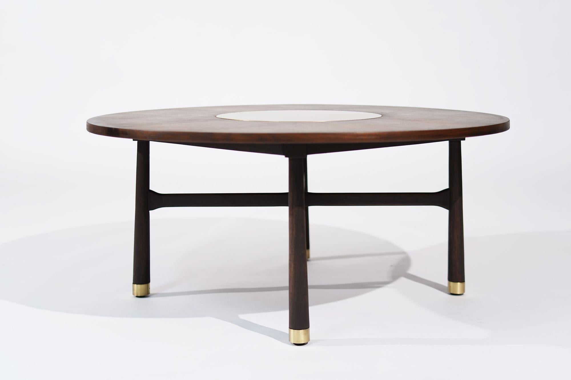 Walnut and Brass Coffee Table by Harvey Probber, C. 1950s In Excellent Condition For Sale In Westport, CT