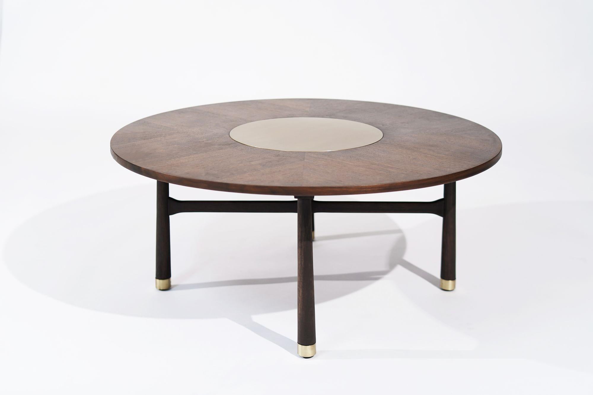 20th Century Walnut and Brass Coffee Table by Harvey Probber, C. 1950s For Sale